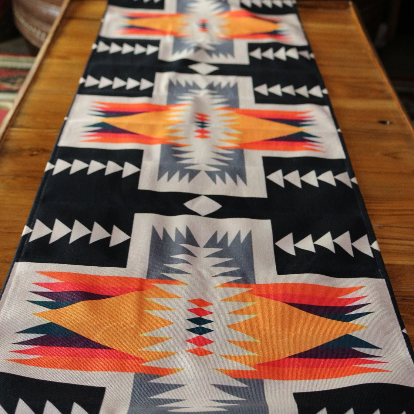 Southwestern Rug Design Table Runner Terracotta Aztec Print Geometric Print