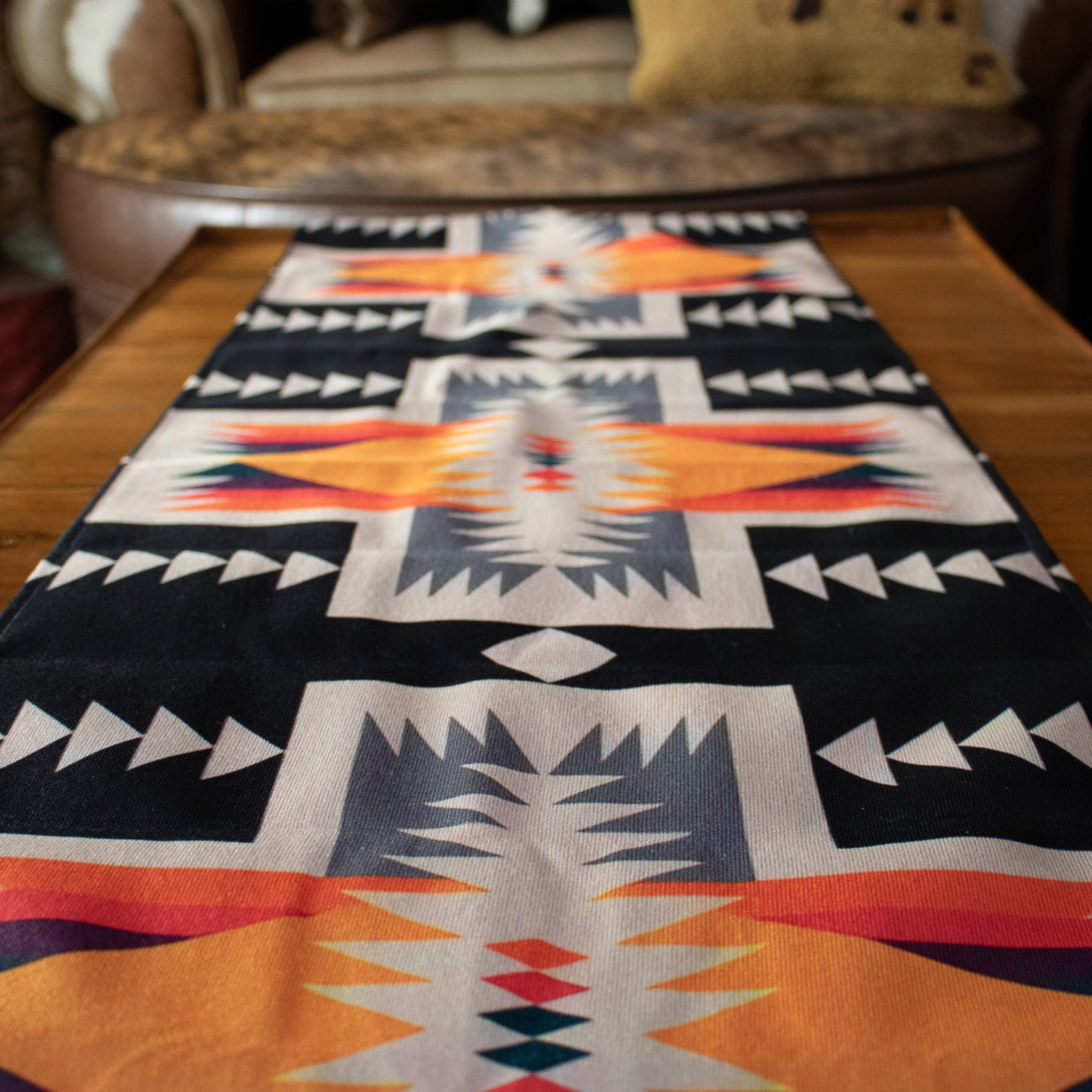Southwestern Rug Design Table Runner Terracotta Aztec Print Geometric Print