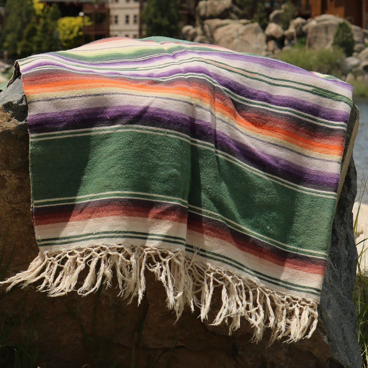 Vintage Multicolored Wool Saltillo Sarape Mexican Blanket