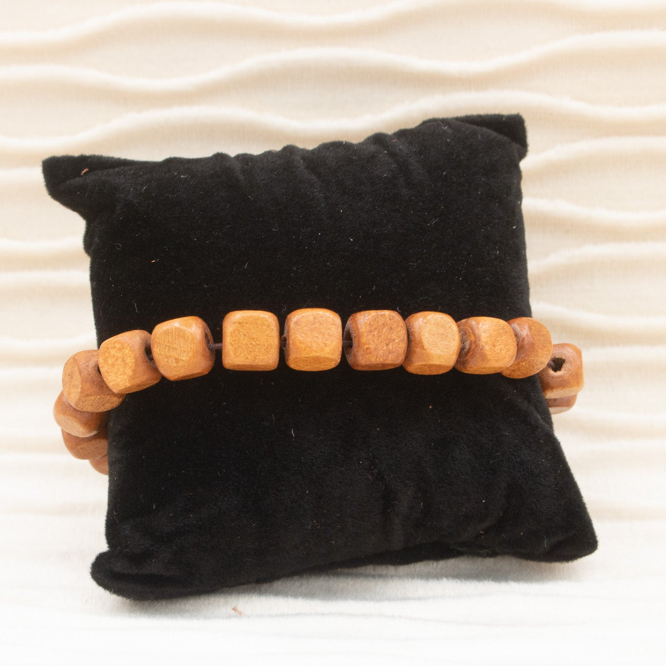 Stretchy Square Wood Beaded Bracelet