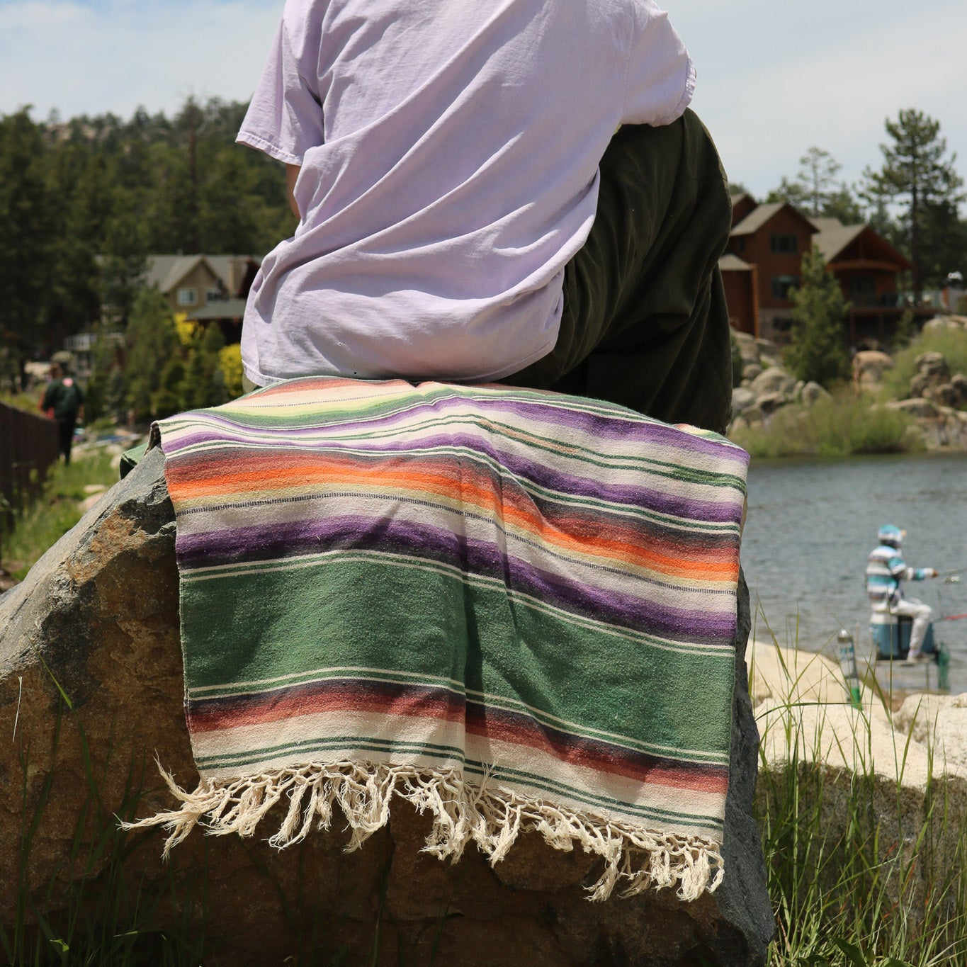 Vintage Multicolored Wool Saltillo Sarape Mexican Blanket
