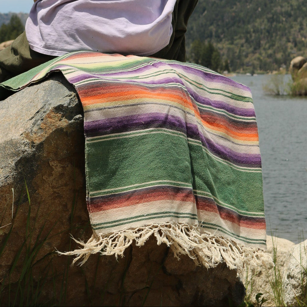 Vintage Multicolored Wool Saltillo Sarape Mexican Blanket