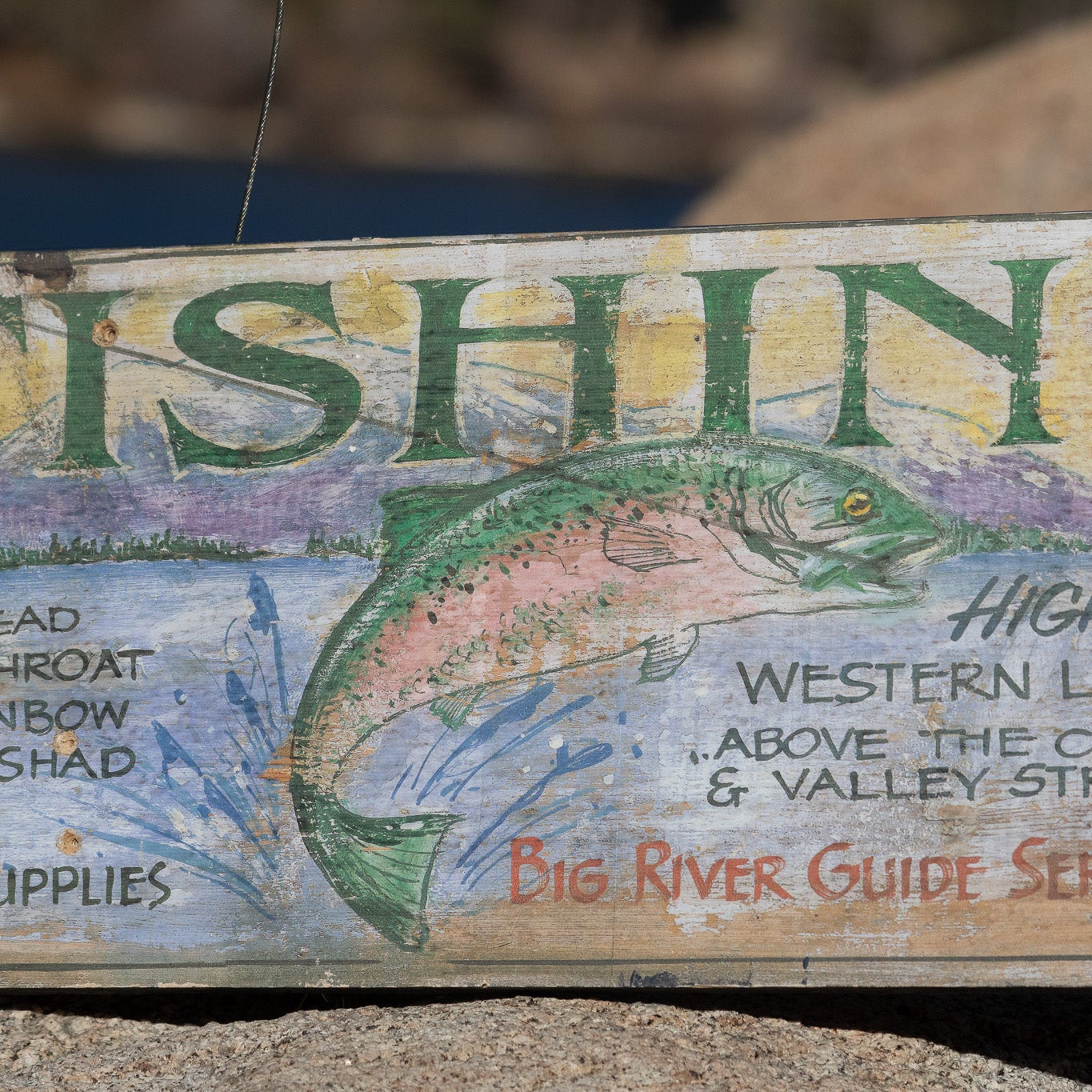 Vintage "Fly Fishing Adventure" Big River Guide Service Decorative Wooden Sign 9"x32"