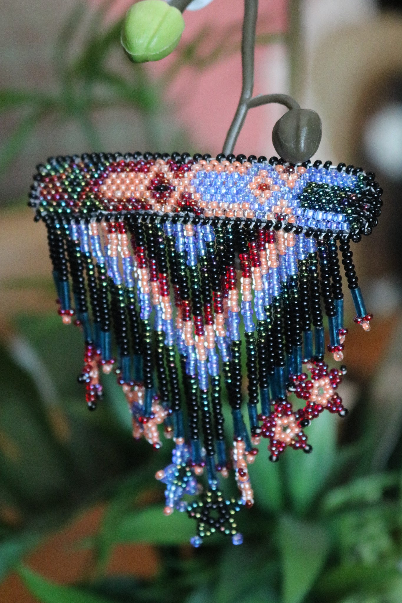Vintage 1990's Beaded Aztec Print Star Hair Clip