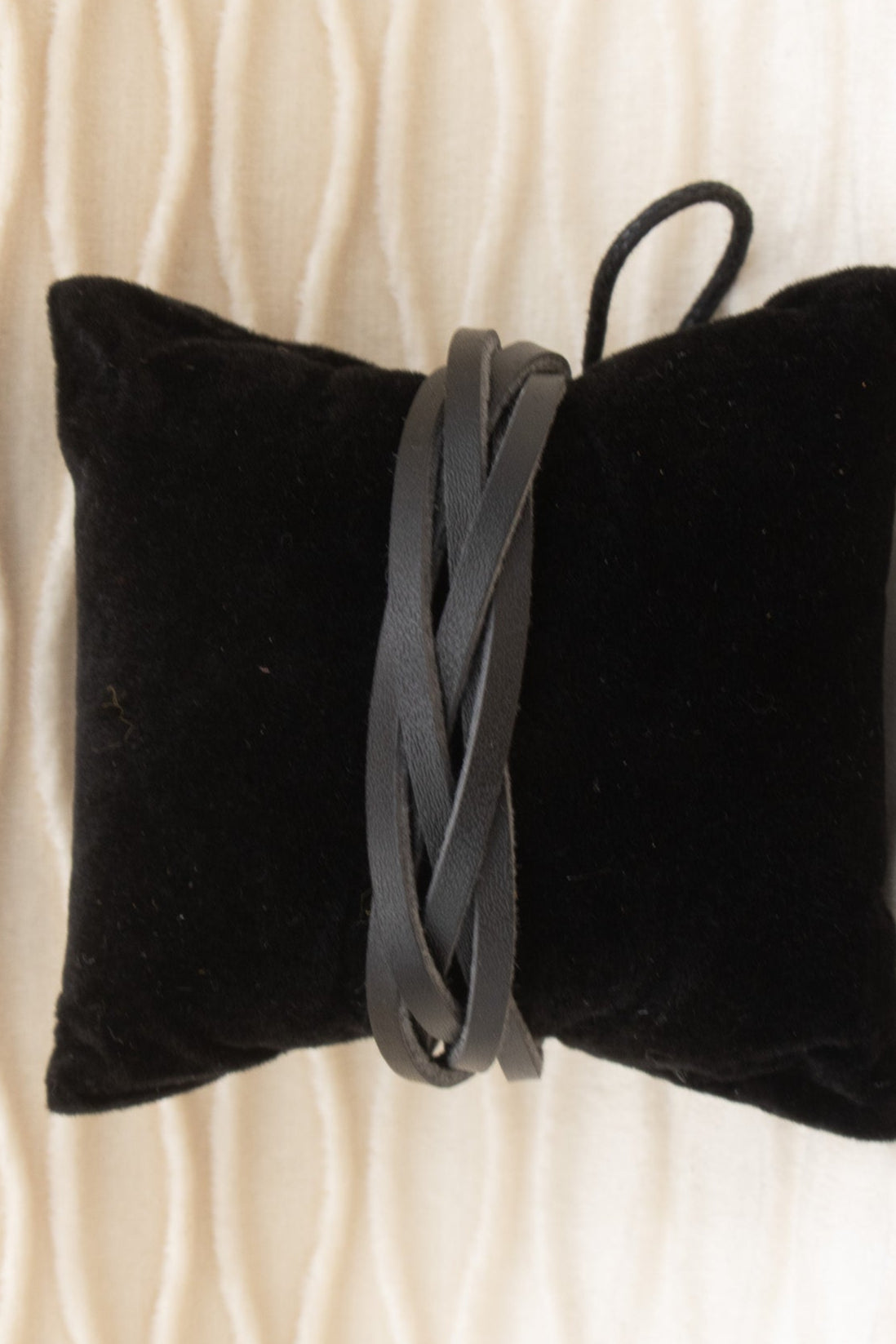 Black Soft Leather Braided Adjustable Bracelet