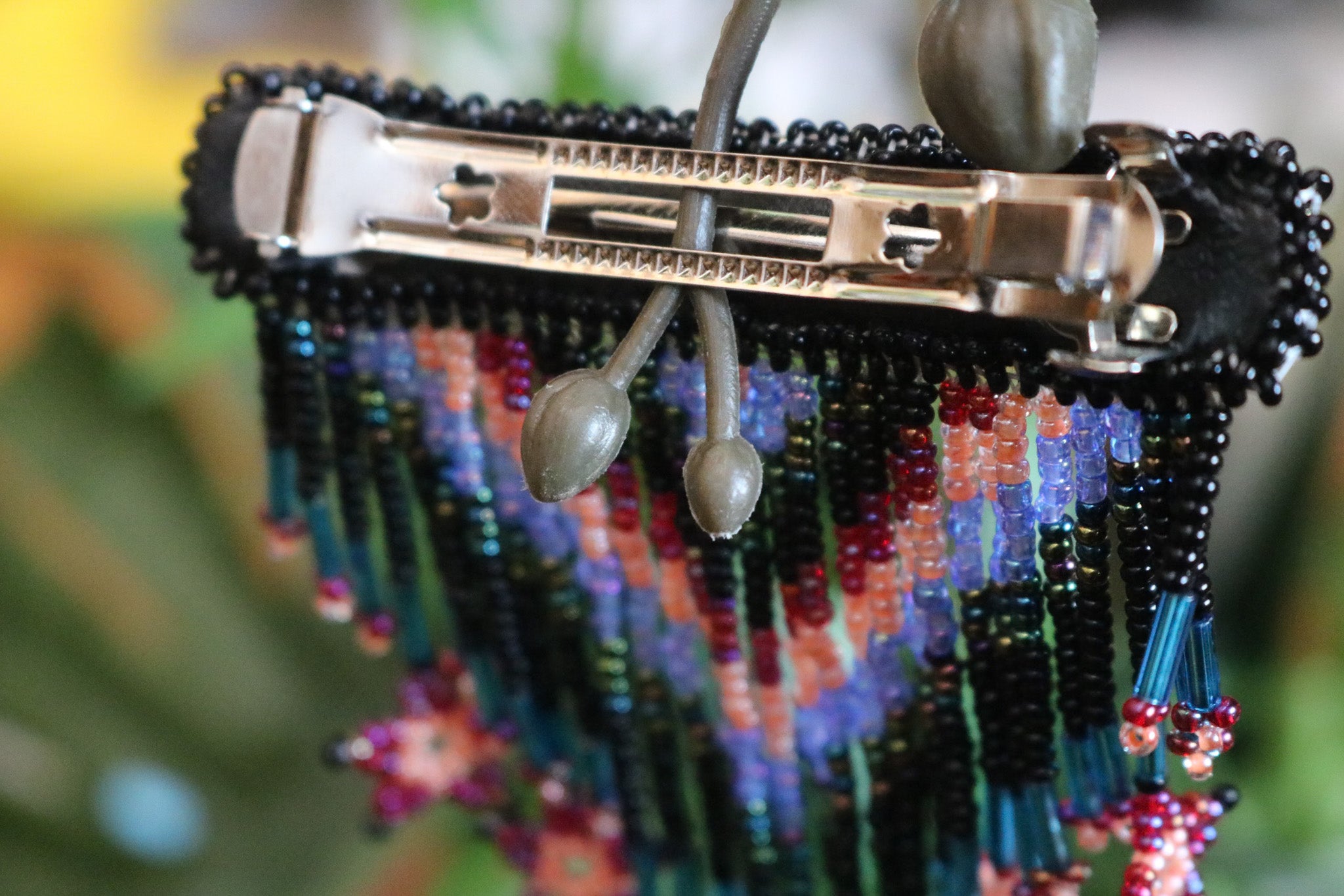 Vintage 1990's Beaded Aztec Print Star Hair Clip