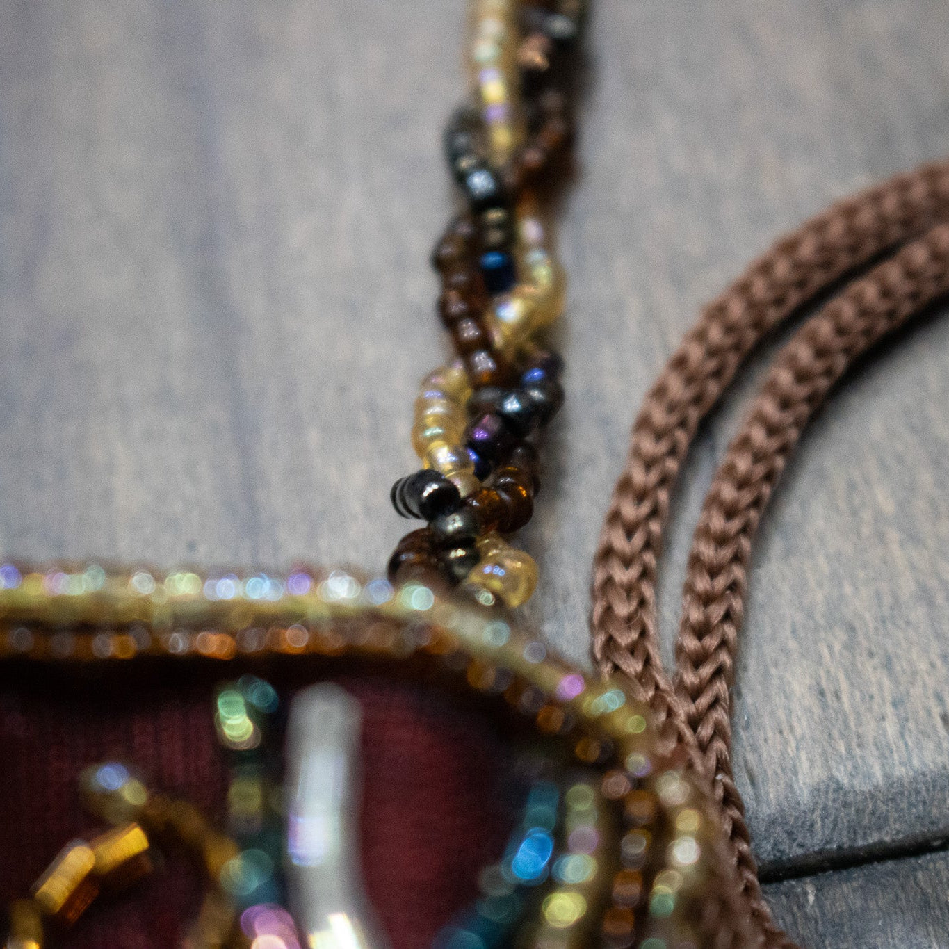 Vintage CJ Seed Bead Drawstring Pouch Purse
