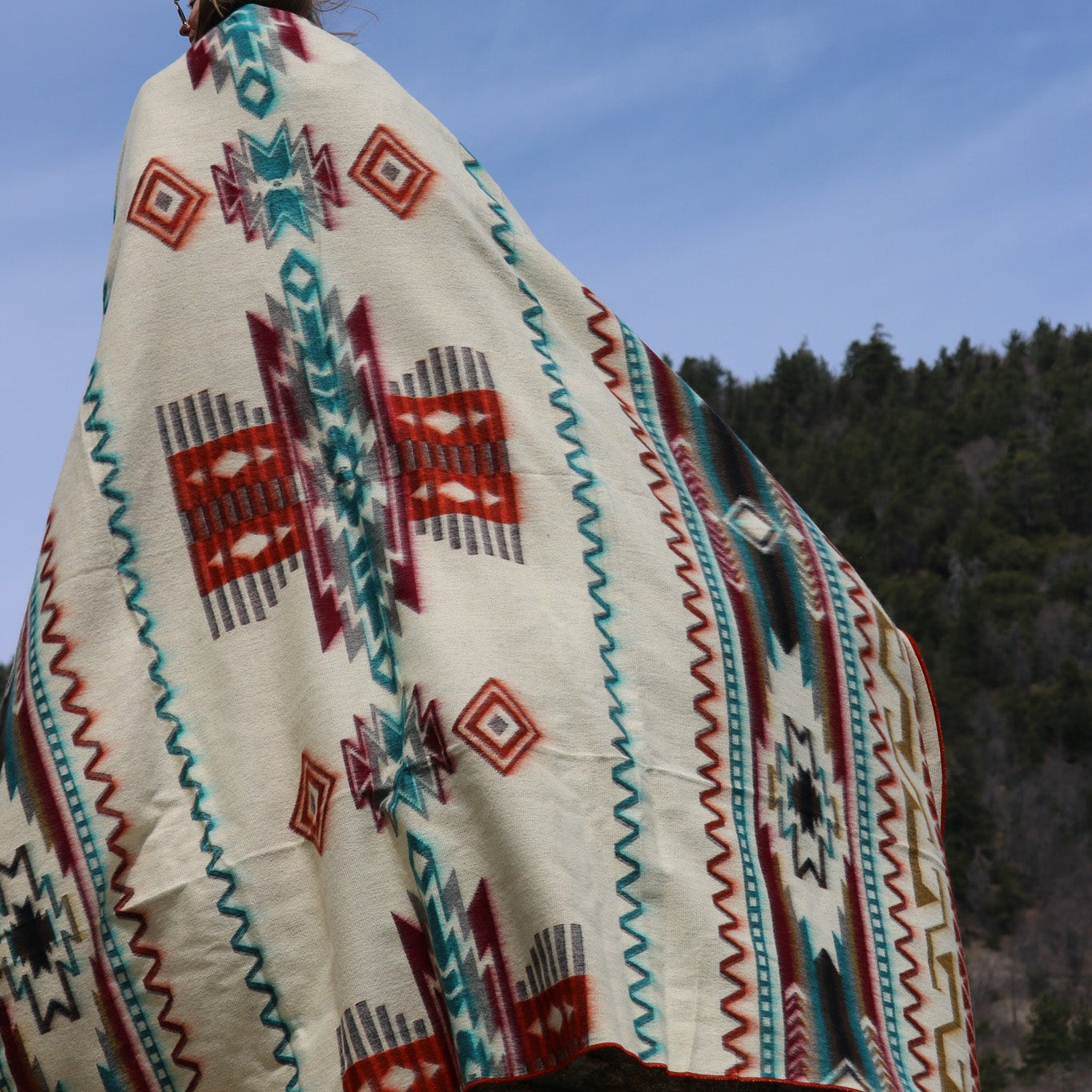 Antisana Earth Reversible Southwestern Blanket Queen Size Handwoven in Ecuador