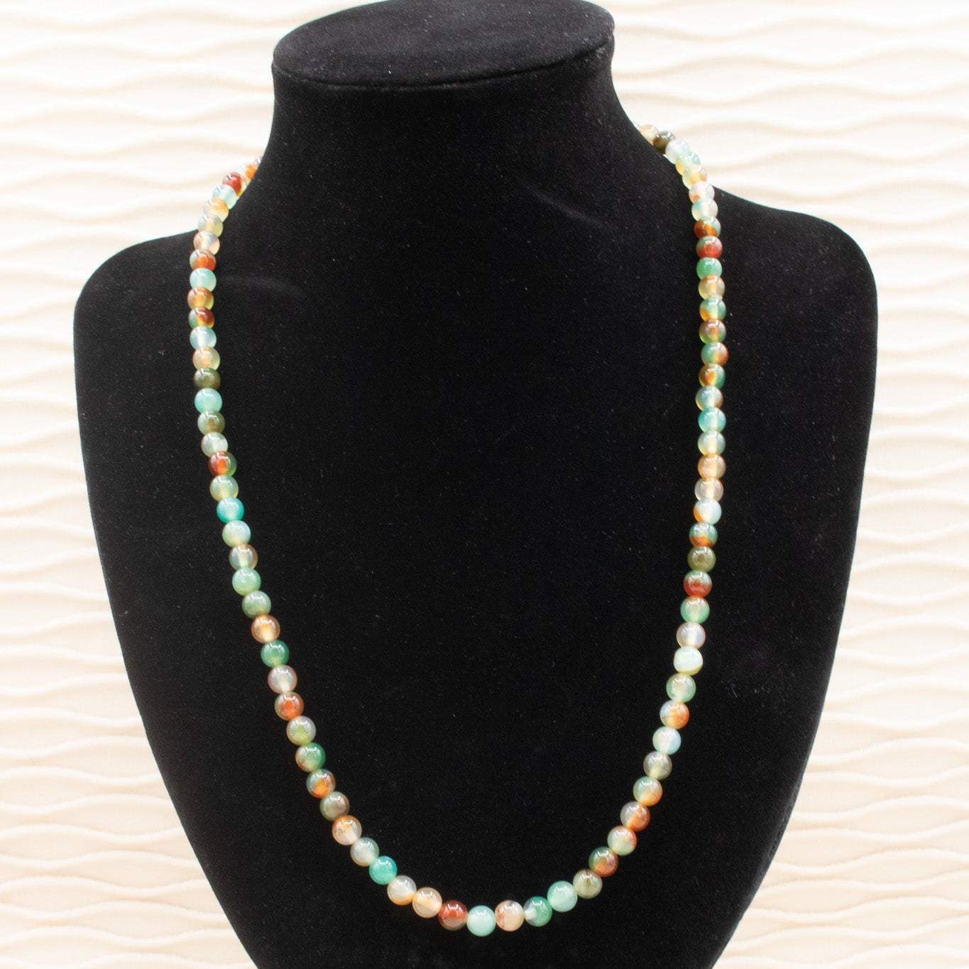 Round Green Brown Blue & Grey Multicolored Stones Necklace