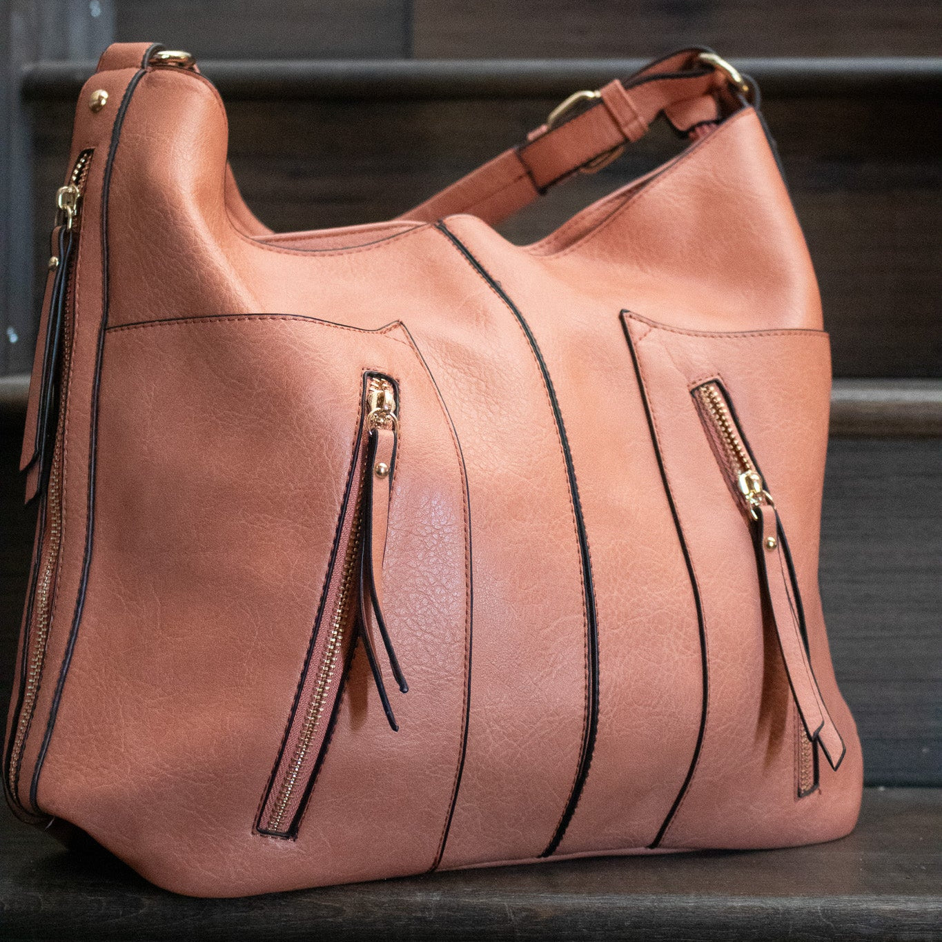 3 Compartment zipper Salmon Color BOHO Shoulder bag