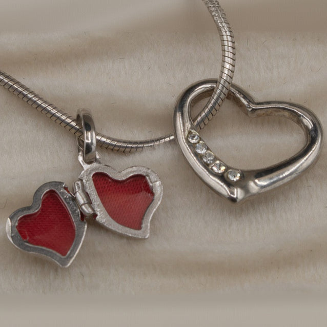 Heart Locket with Heart Charm Necklace