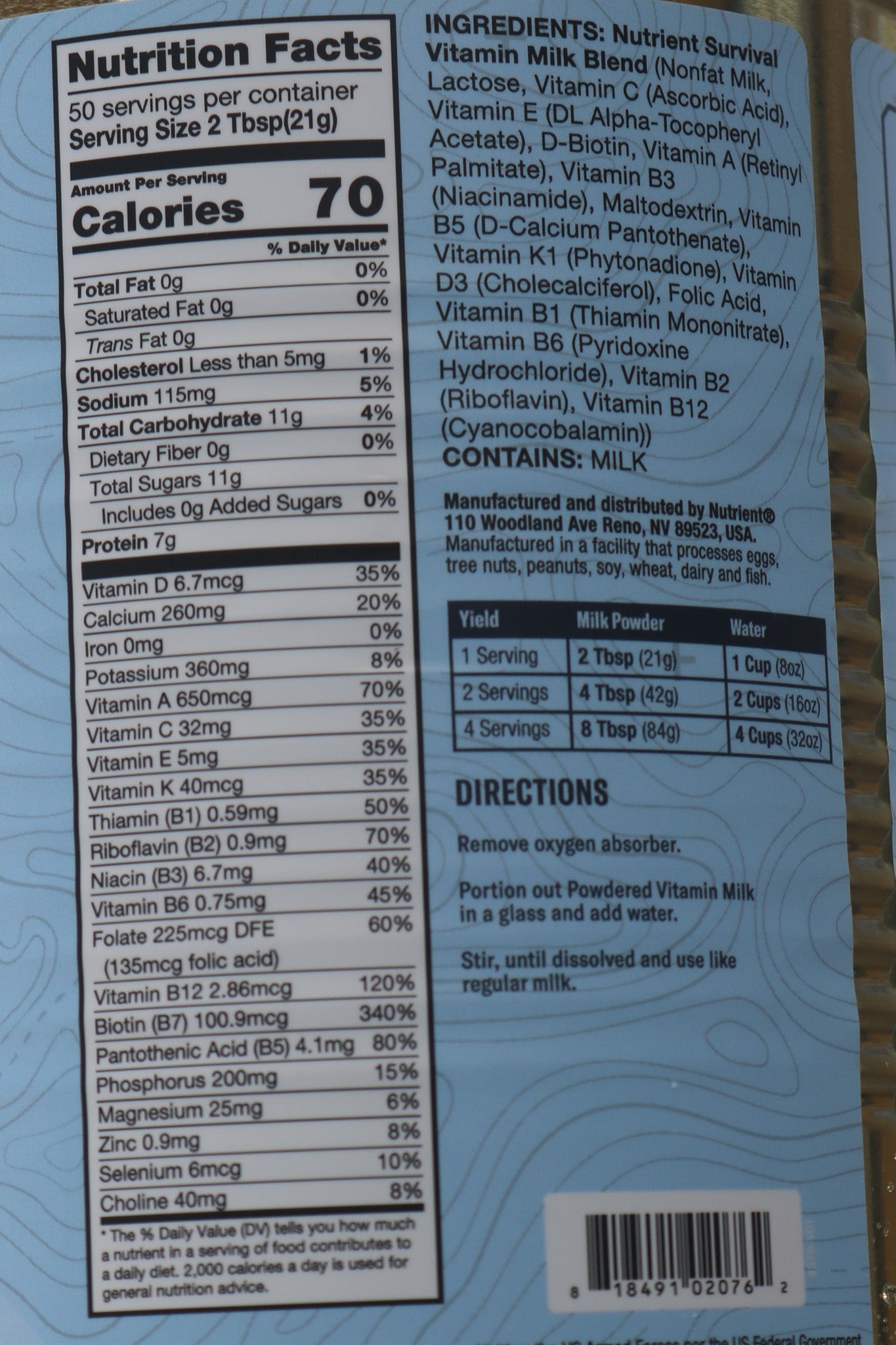 Nutrient Survival Powdered Vitamin Milk