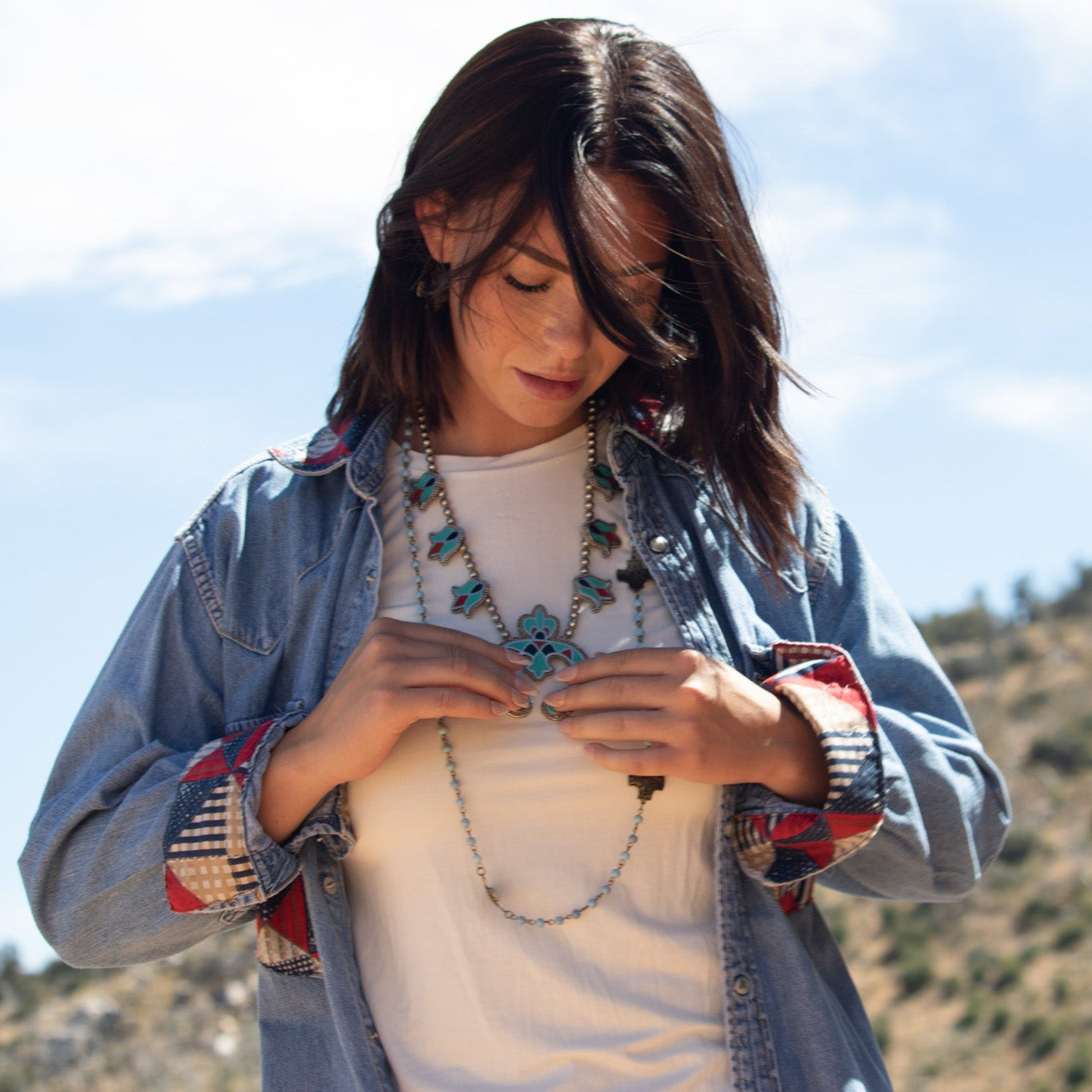 Vintage Native Inspired Squash Blossom Necklace