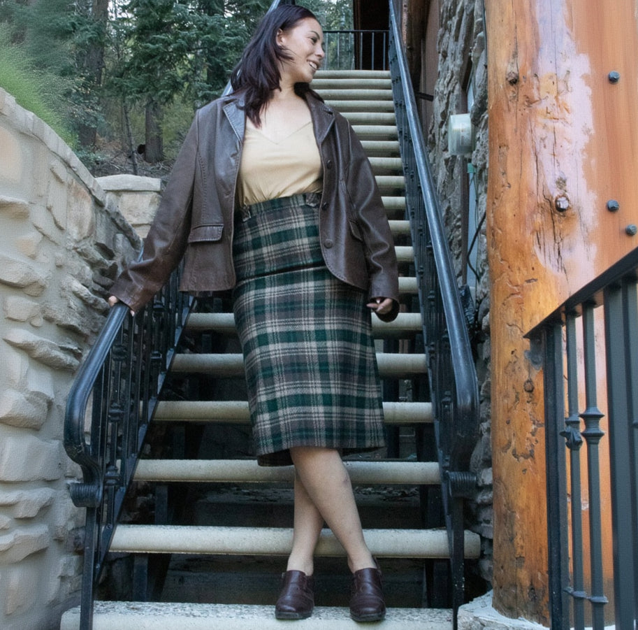 Pendleton Vintage Wool Plaid Skirt – Brown & Green, Midi Length, New with Tags, Women's 12.