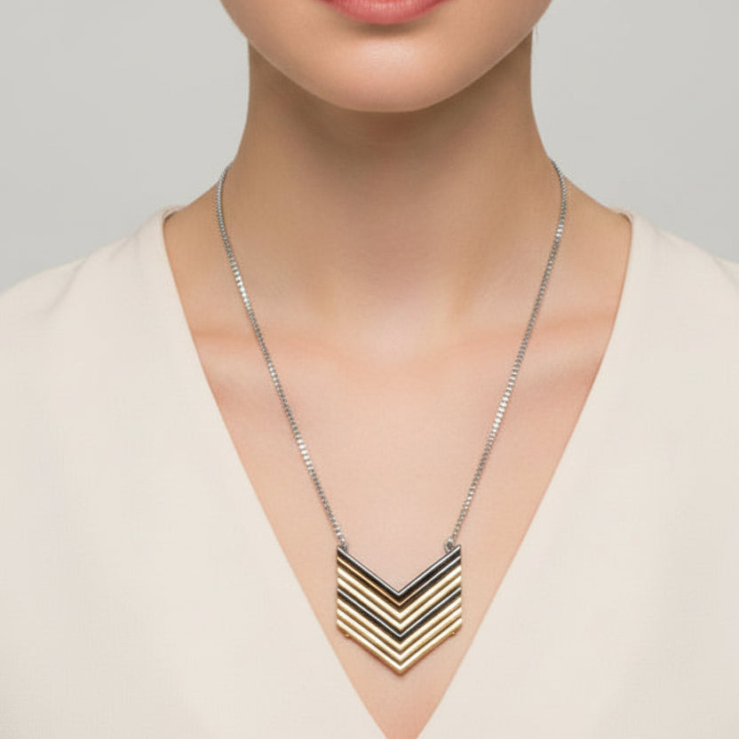 15" Long Gold Chain with Attached V Charm