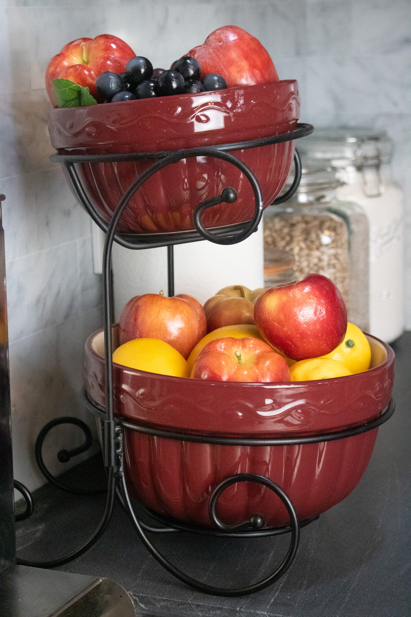 Two Tier Serving Bowl Metal Rack Stand