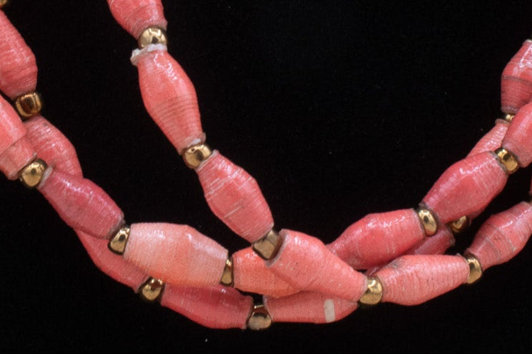 Coral and Gold Beaded Necklace