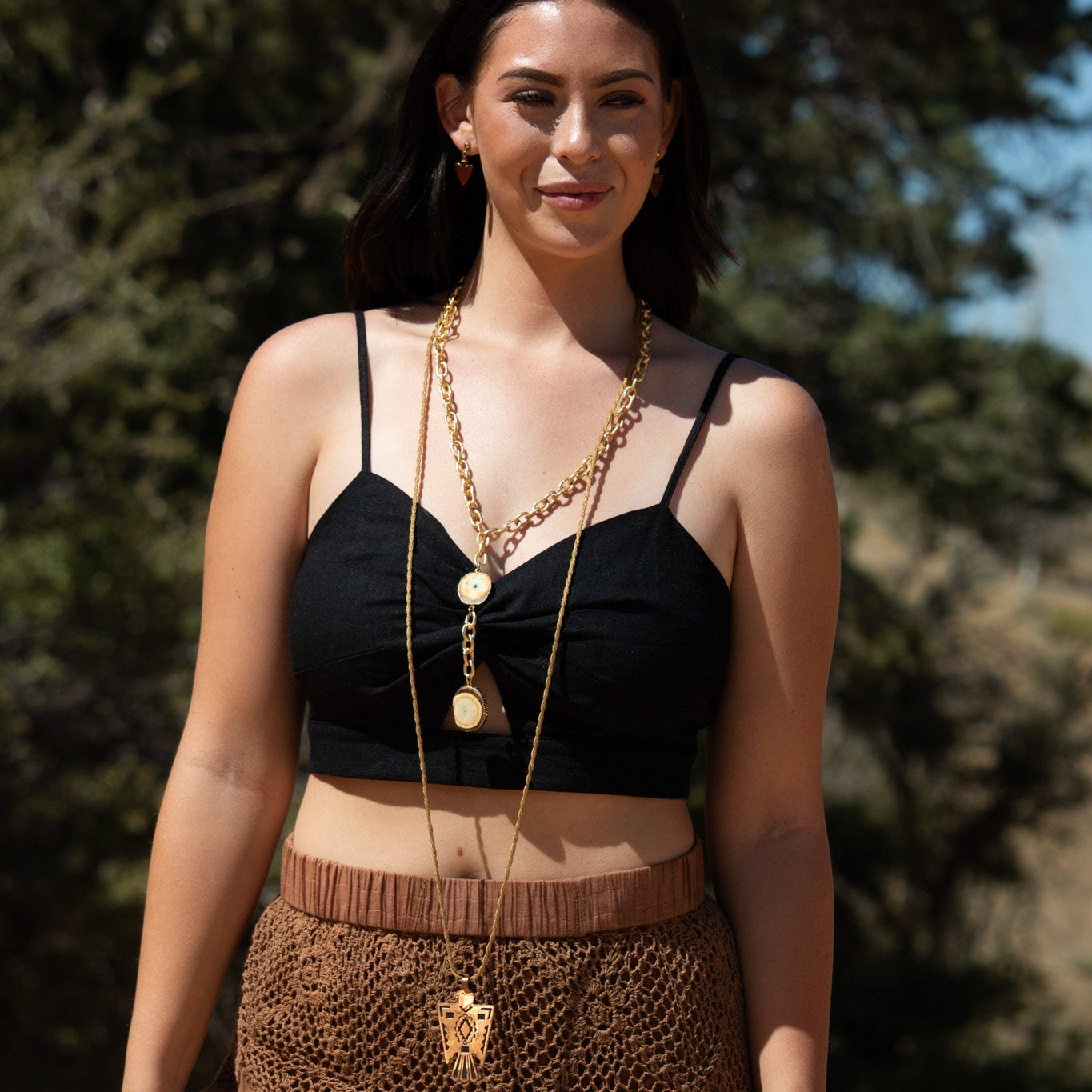 Solid Copper Thunderbird Charm Necklace
