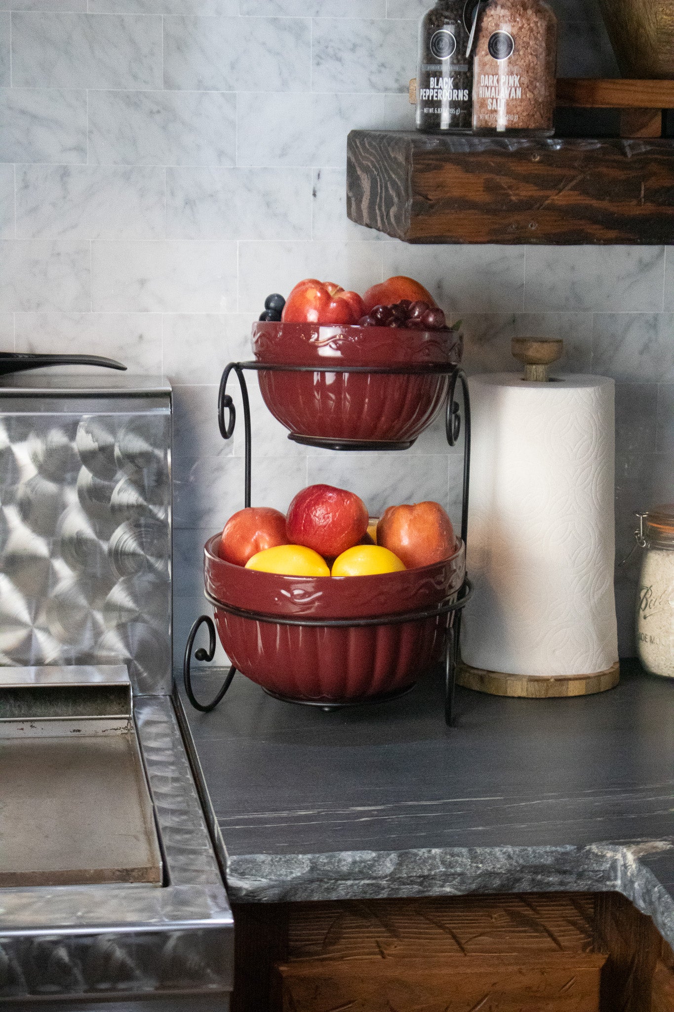Two Tier Serving Bowl Metal Rack Stand