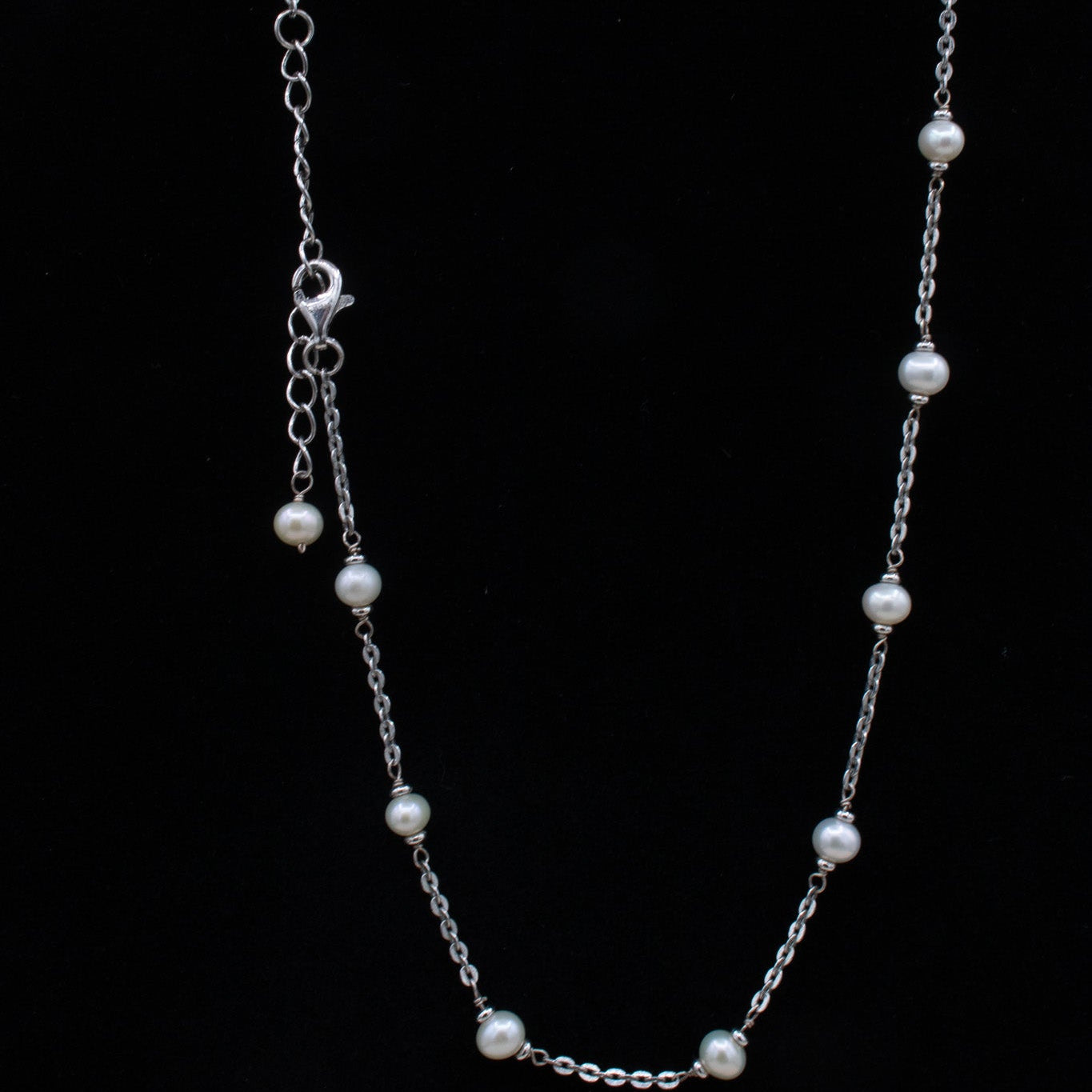 Dainty White Pearl Station Necklace