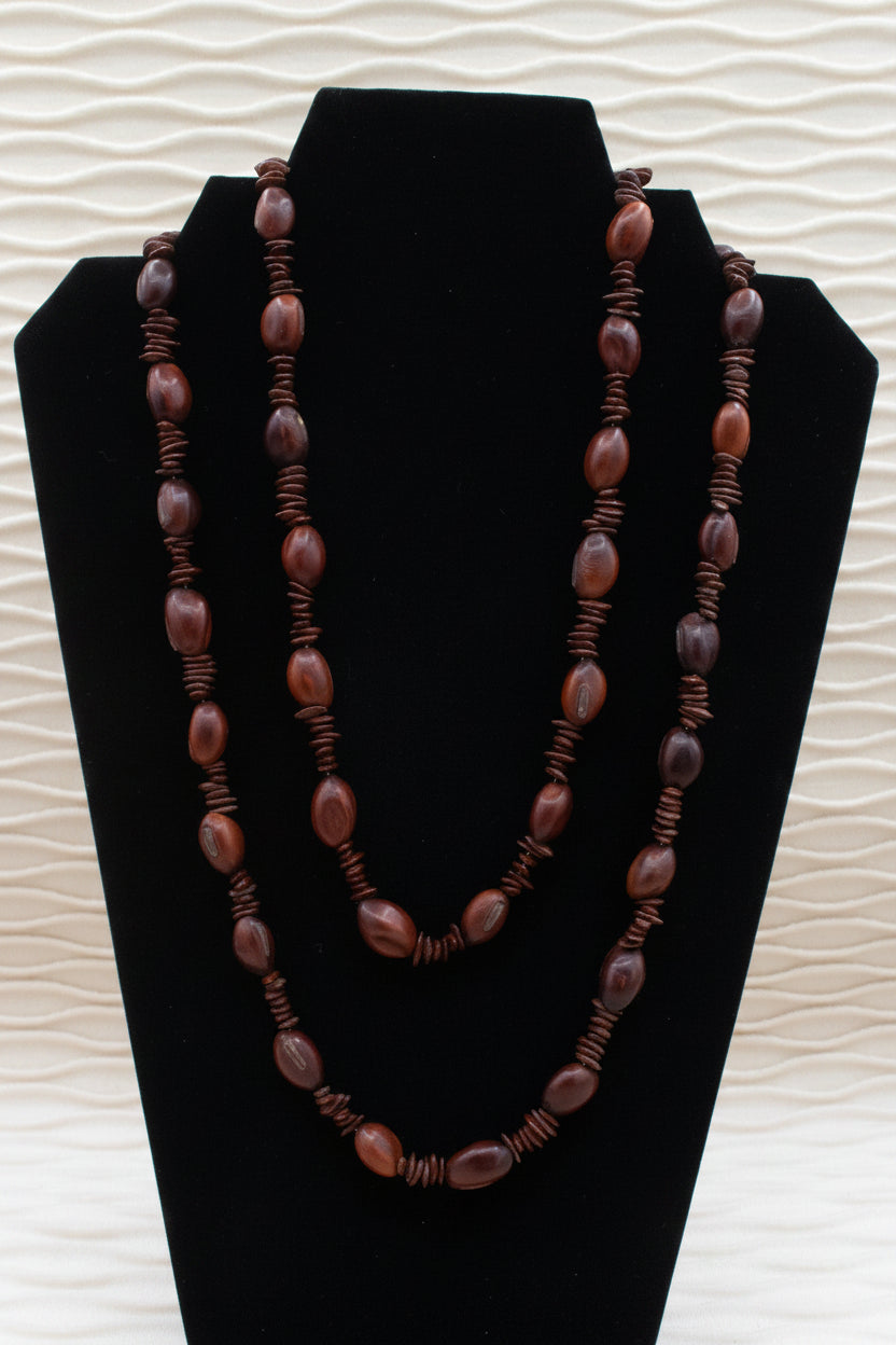 Hawaiian Vintage Brown Koa Seed Necklace