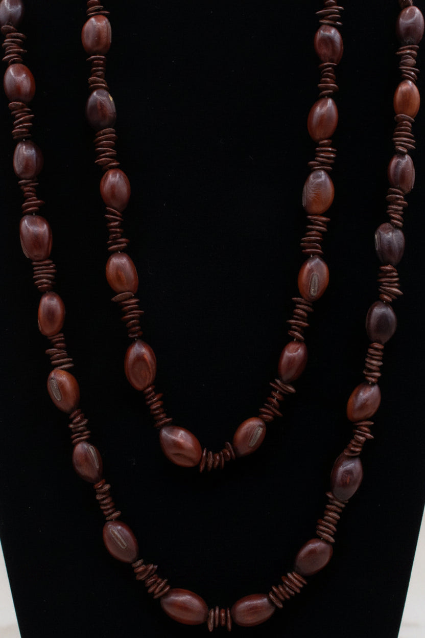Hawaiian Vintage Brown Koa Seed Necklace