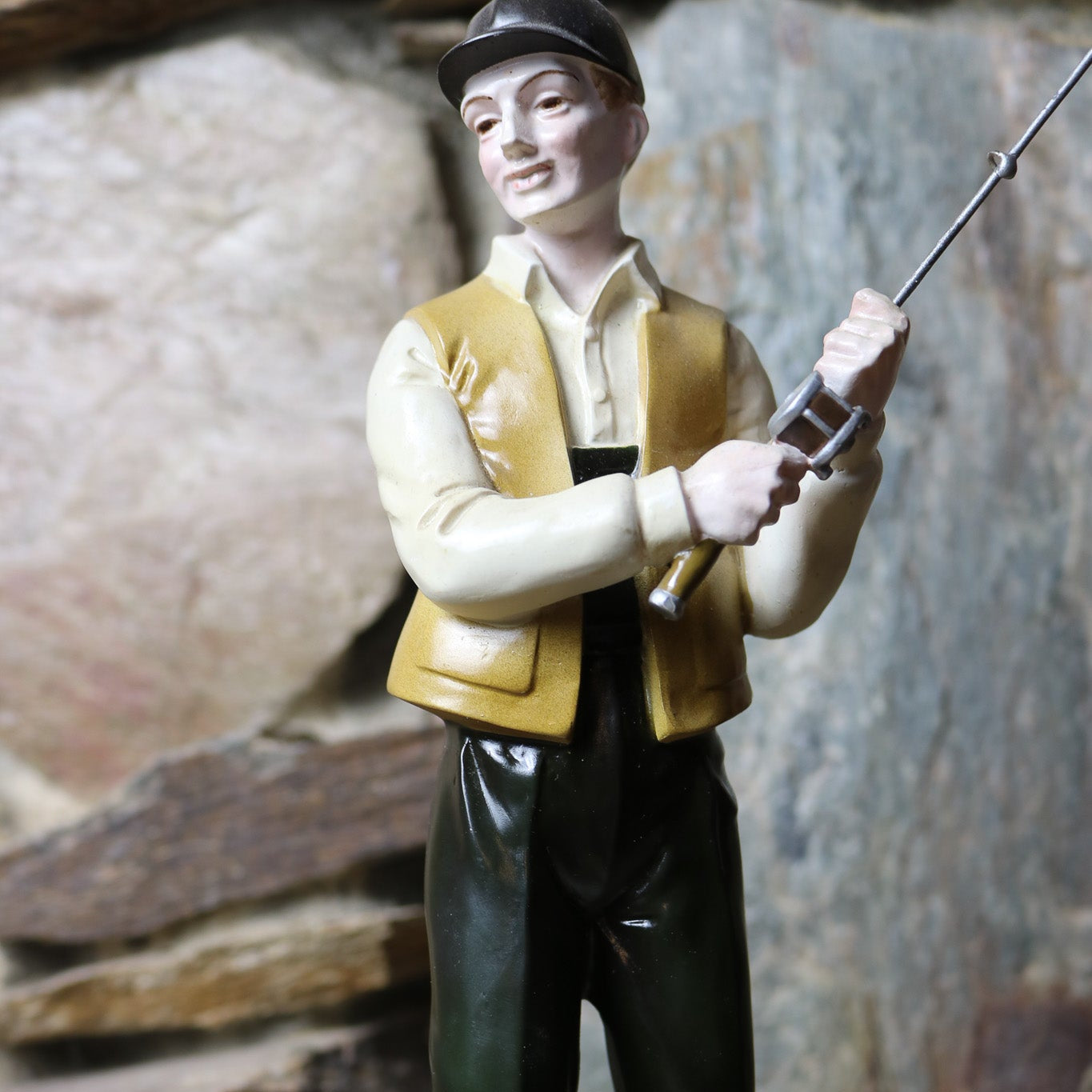 Vintage Hertwig Katzhutte Figurine The Fisherman Circa 1930 Art Deco