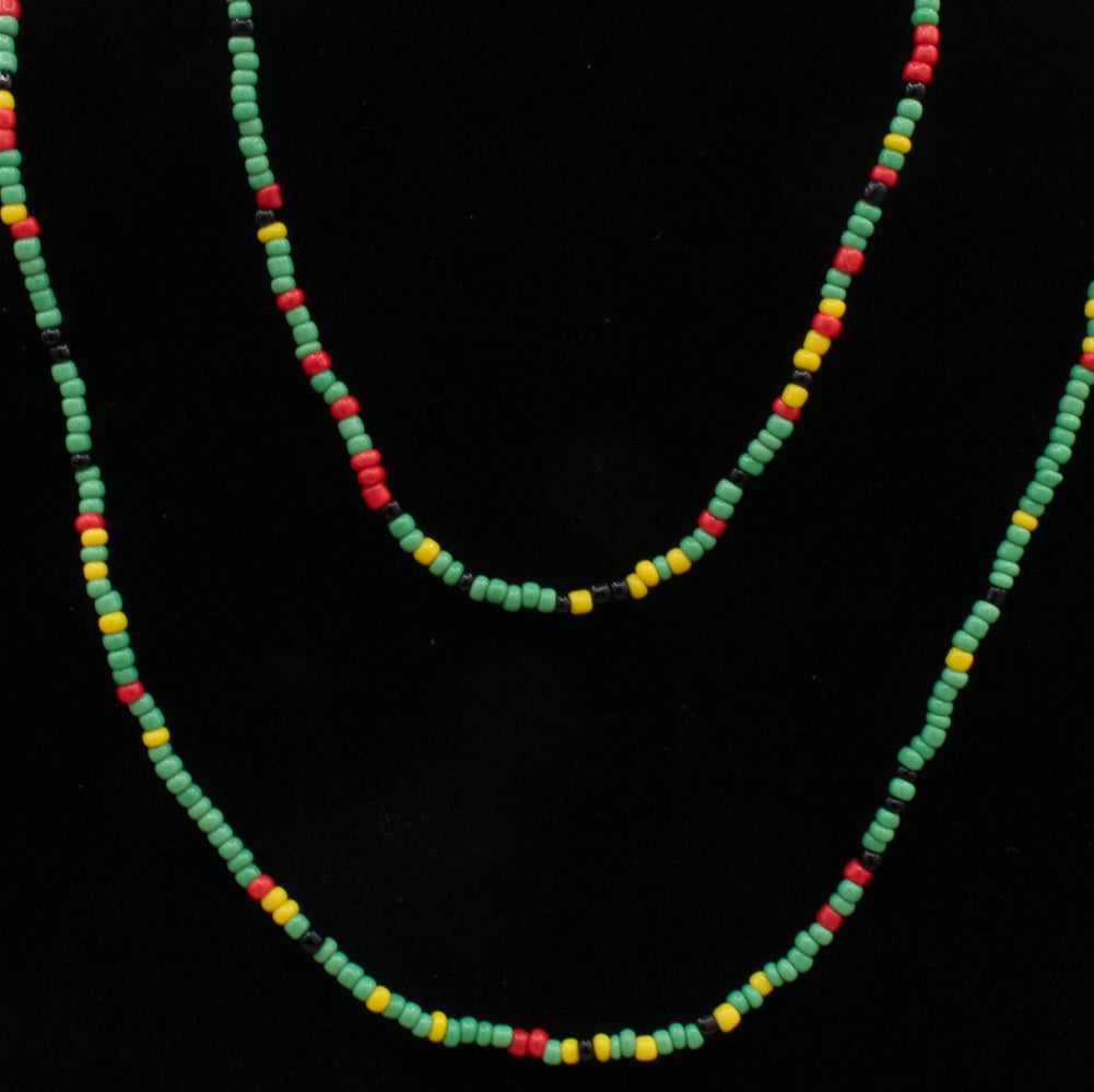 Dainty Bright Green, Red, Yellow Beaded Necklace