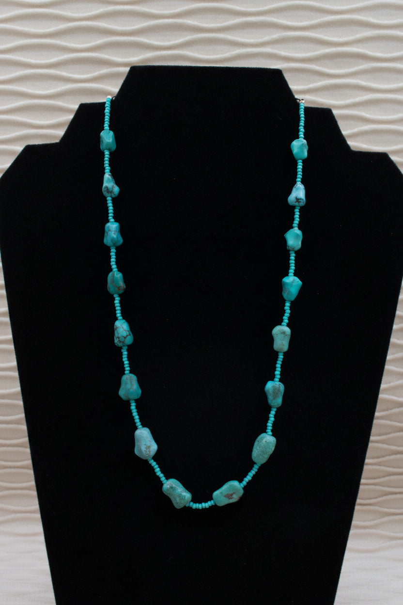 Blue Turquoise Dyed Howlite Stone Necklace