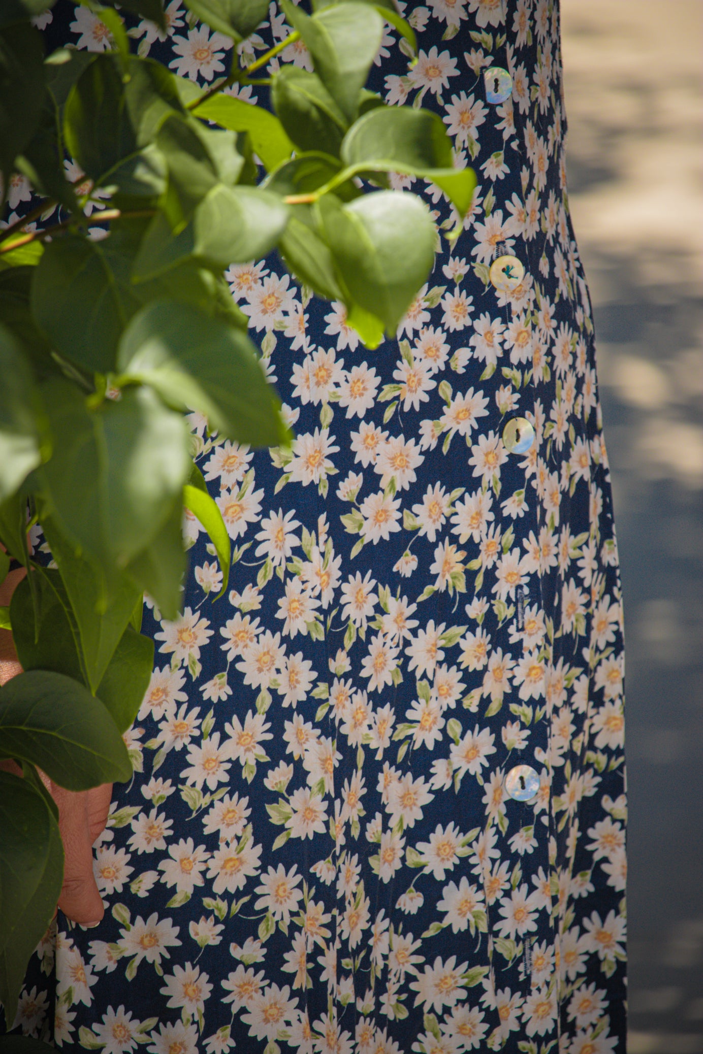 Stella Button Down Floral Mid Length Dress with V - Neckline