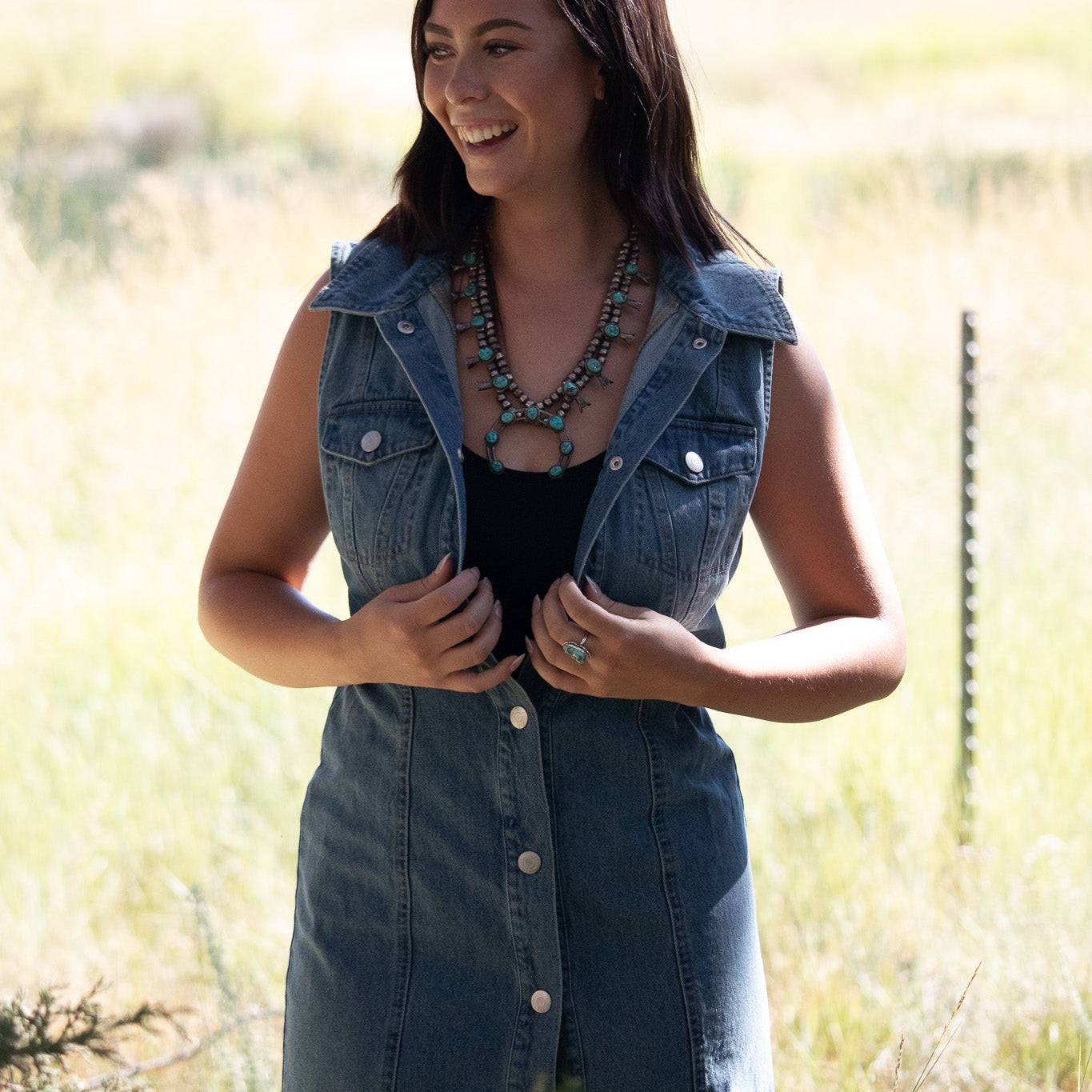 House Of Harlow Denim Maxi Dress