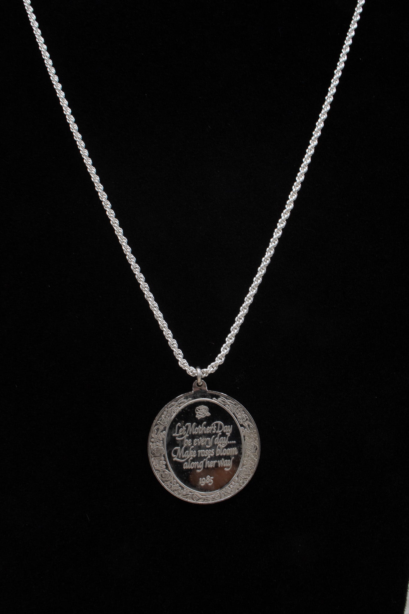 Mother's Day Love Charm with Silver Herringbone Chain Necklace