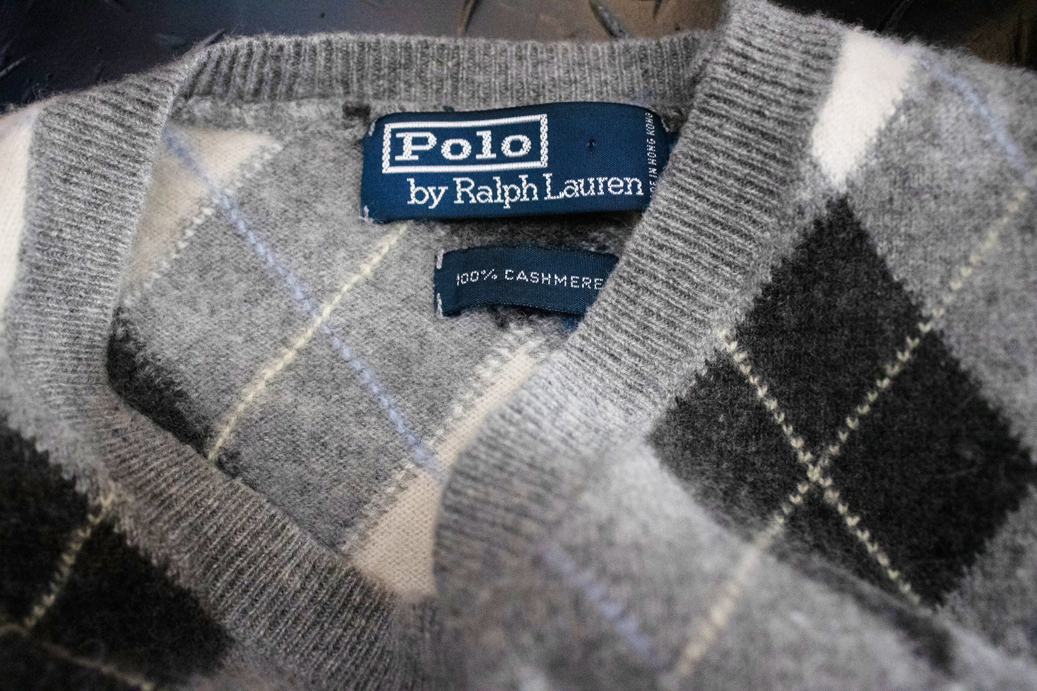 Polo Ralph Lauren Greys Hall 2 Argyle/Diamond Cashmere Vest Grey L