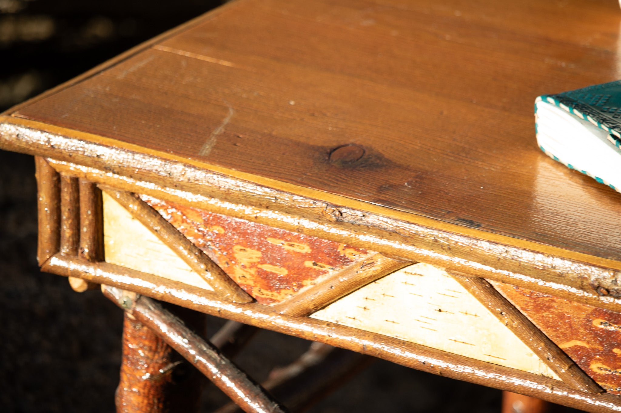 Geometric Design Adirondack Square Side Table with Raw Wood Legs