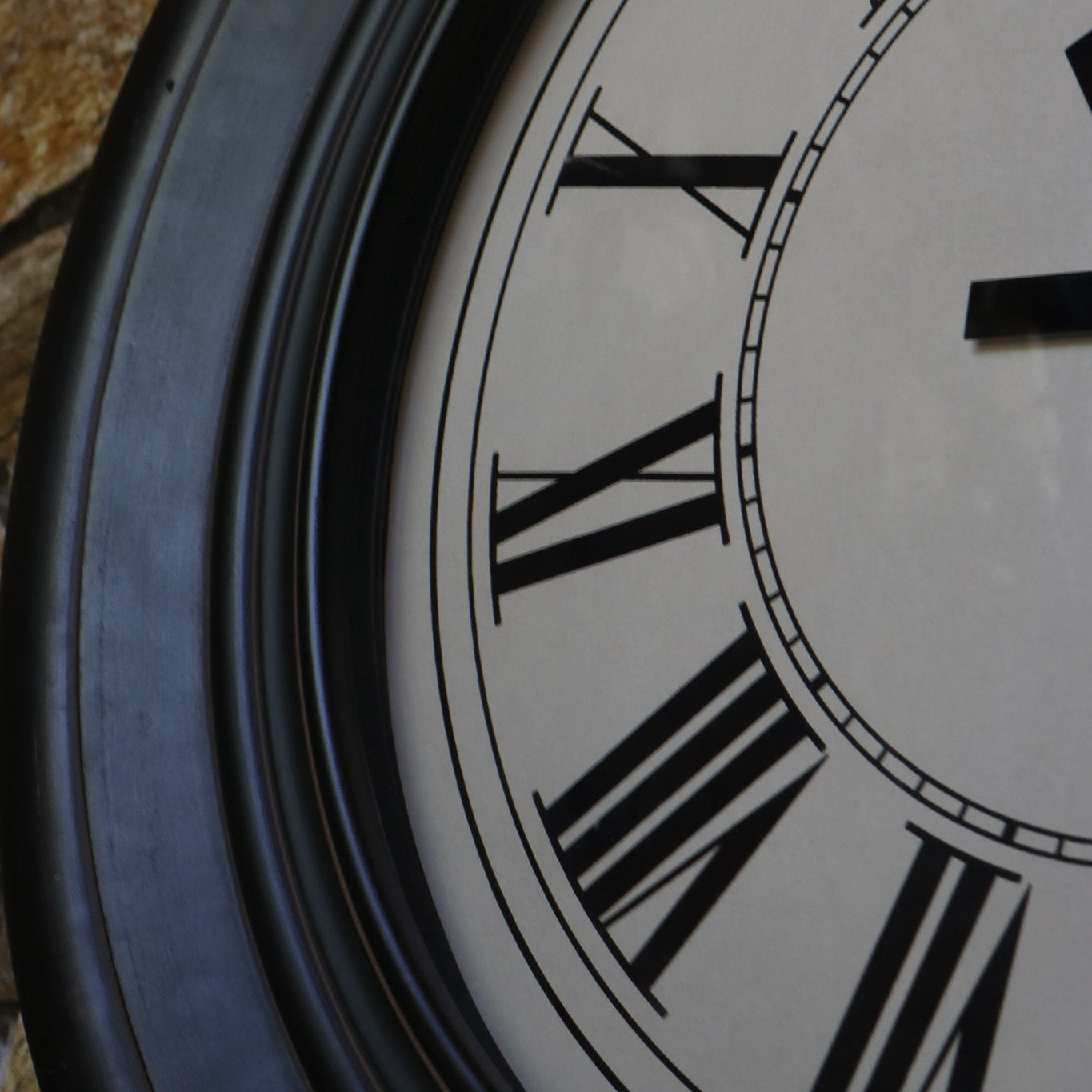 Large Wall Clock – Dark Brown Finish with Bold Black Roman Numerals