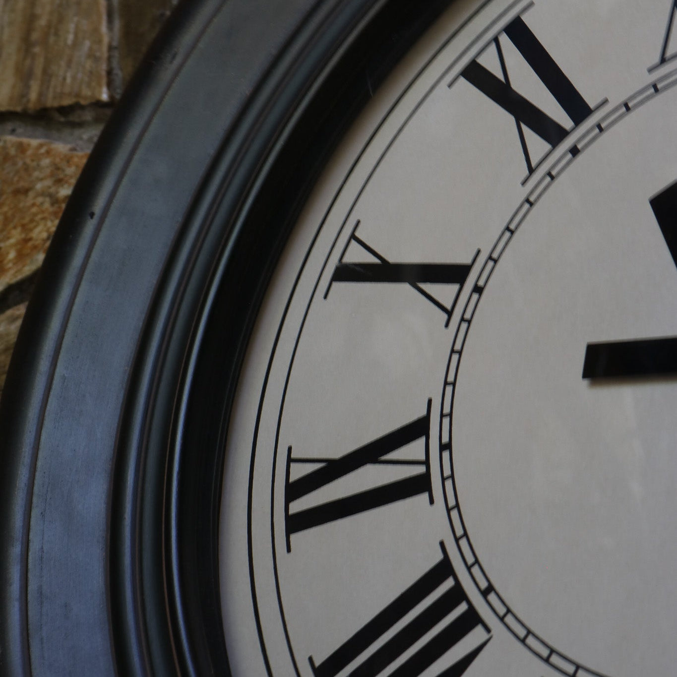 Large Wall Clock – Dark Brown Finish with Bold Black Roman Numerals