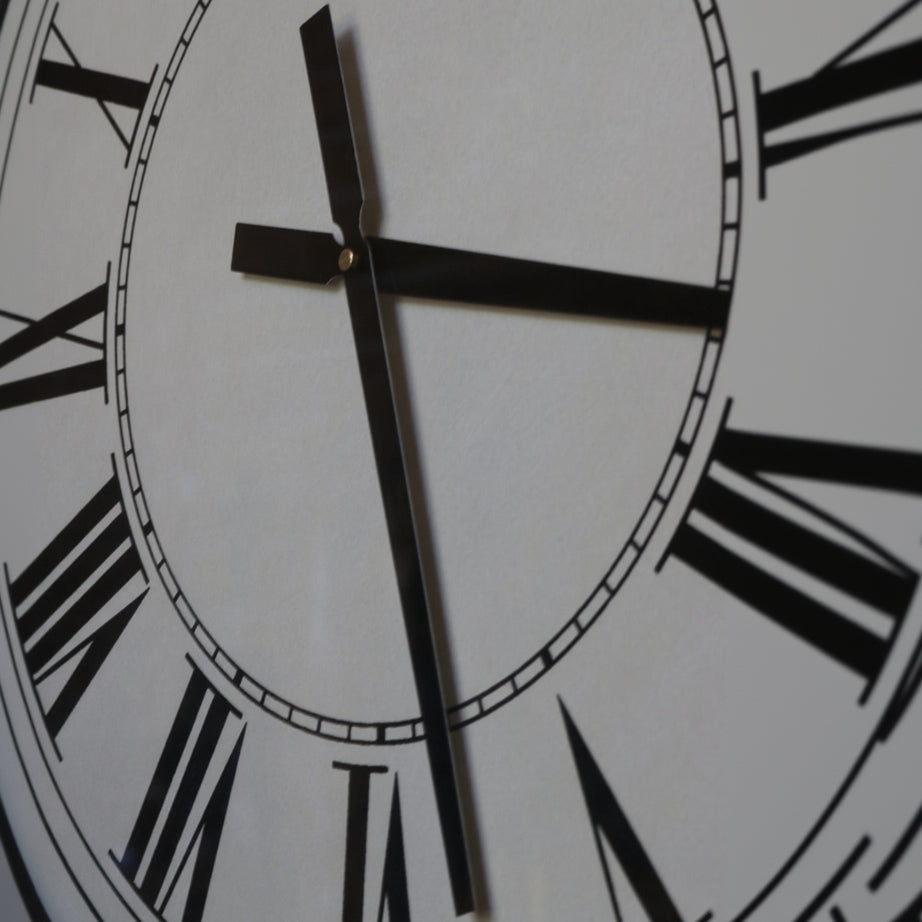 Large Wall Clock – Dark Brown Finish with Bold Black Roman Numerals