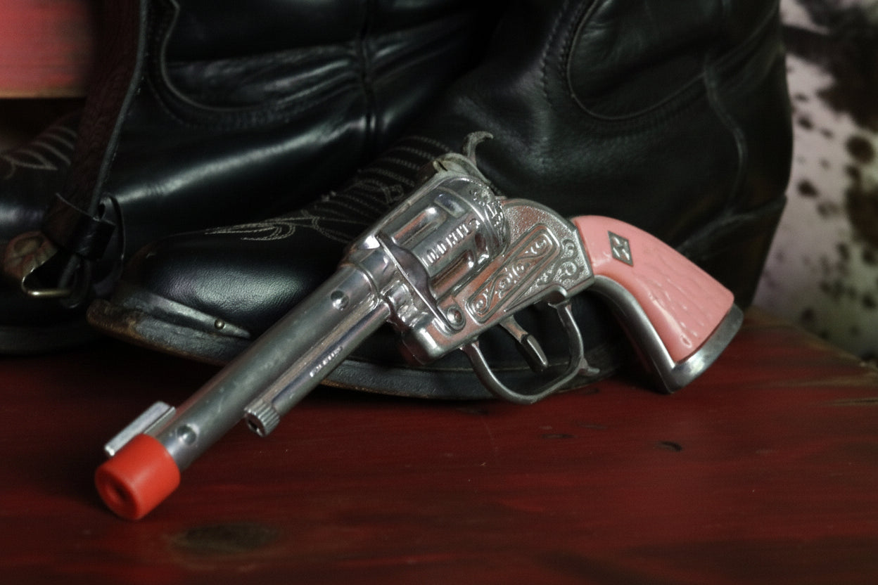 Toy Pistol Cap Gun with Red Handle and Tip for Safety