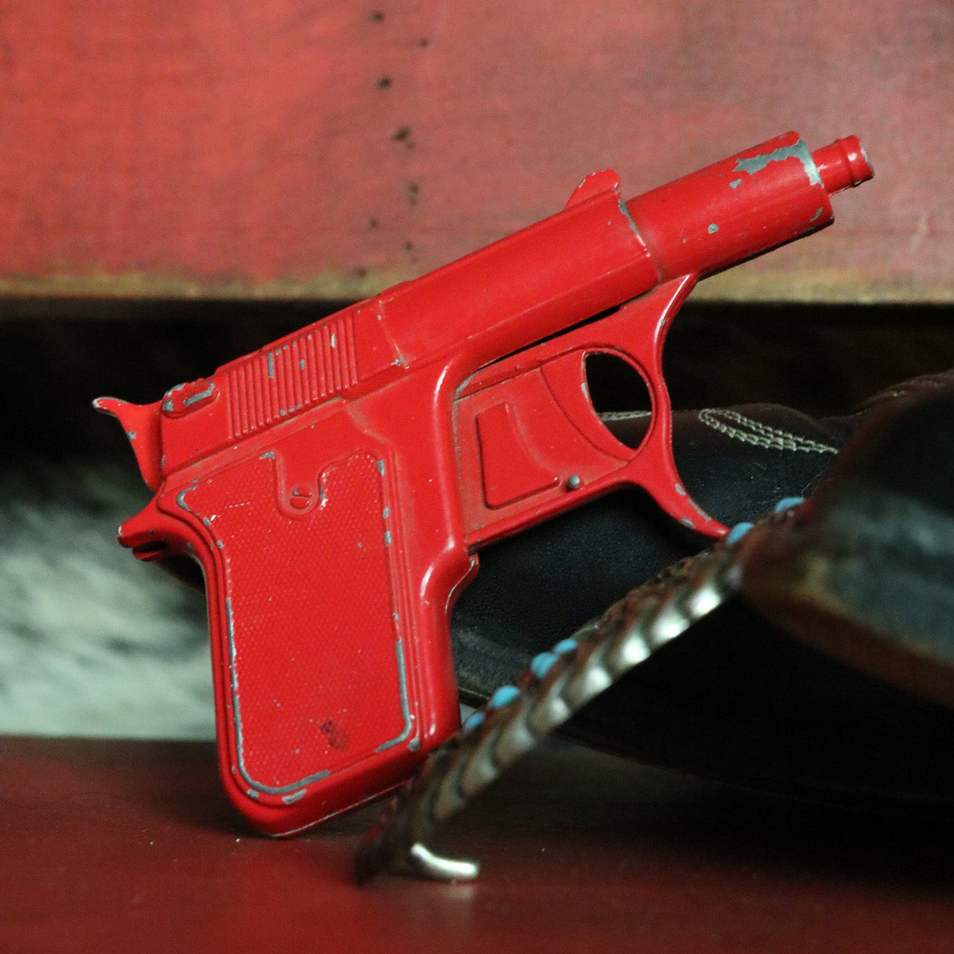 Antique Red Metal Toy Cap Gun