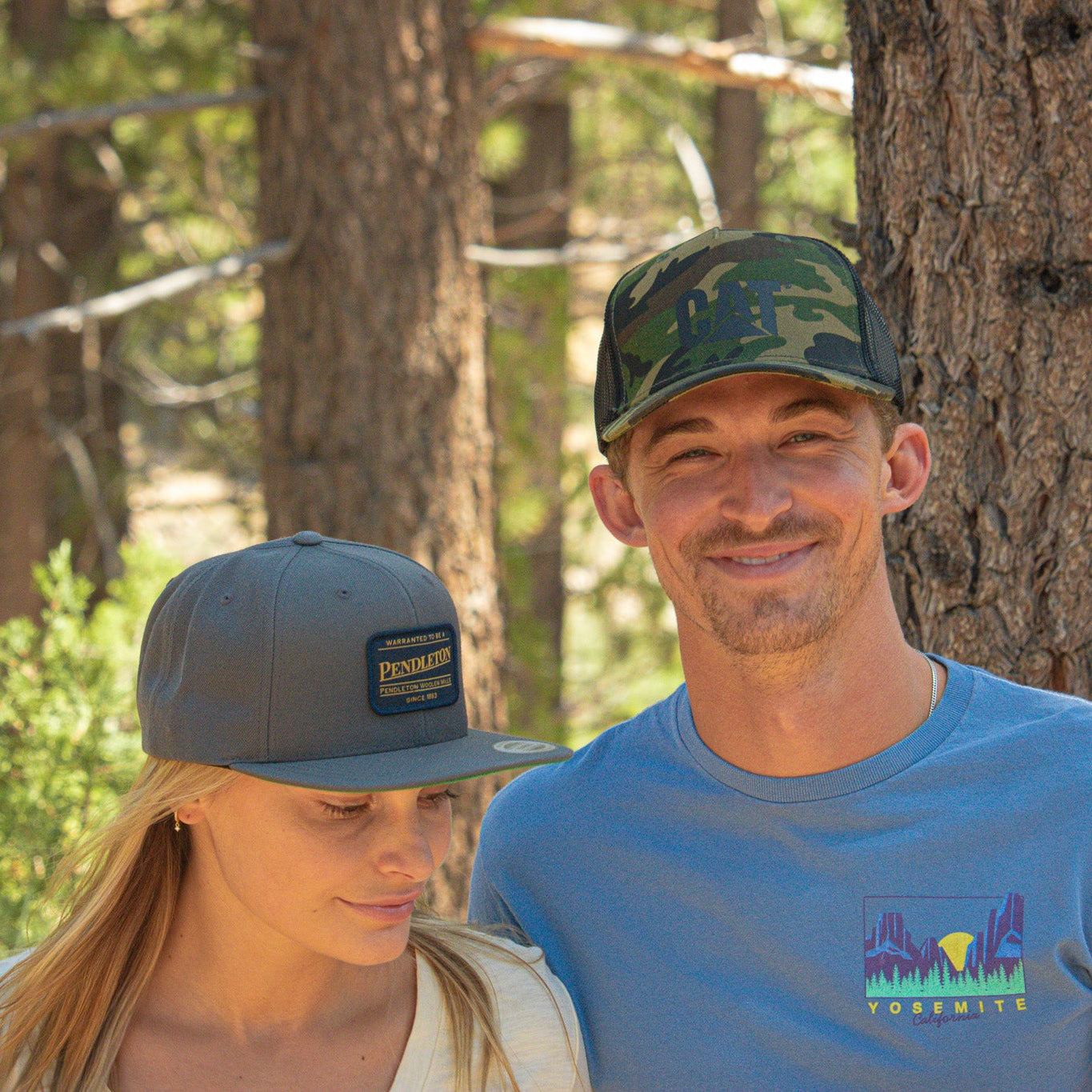 Trucker Cap with Cat Logo Color: Woodland Camo