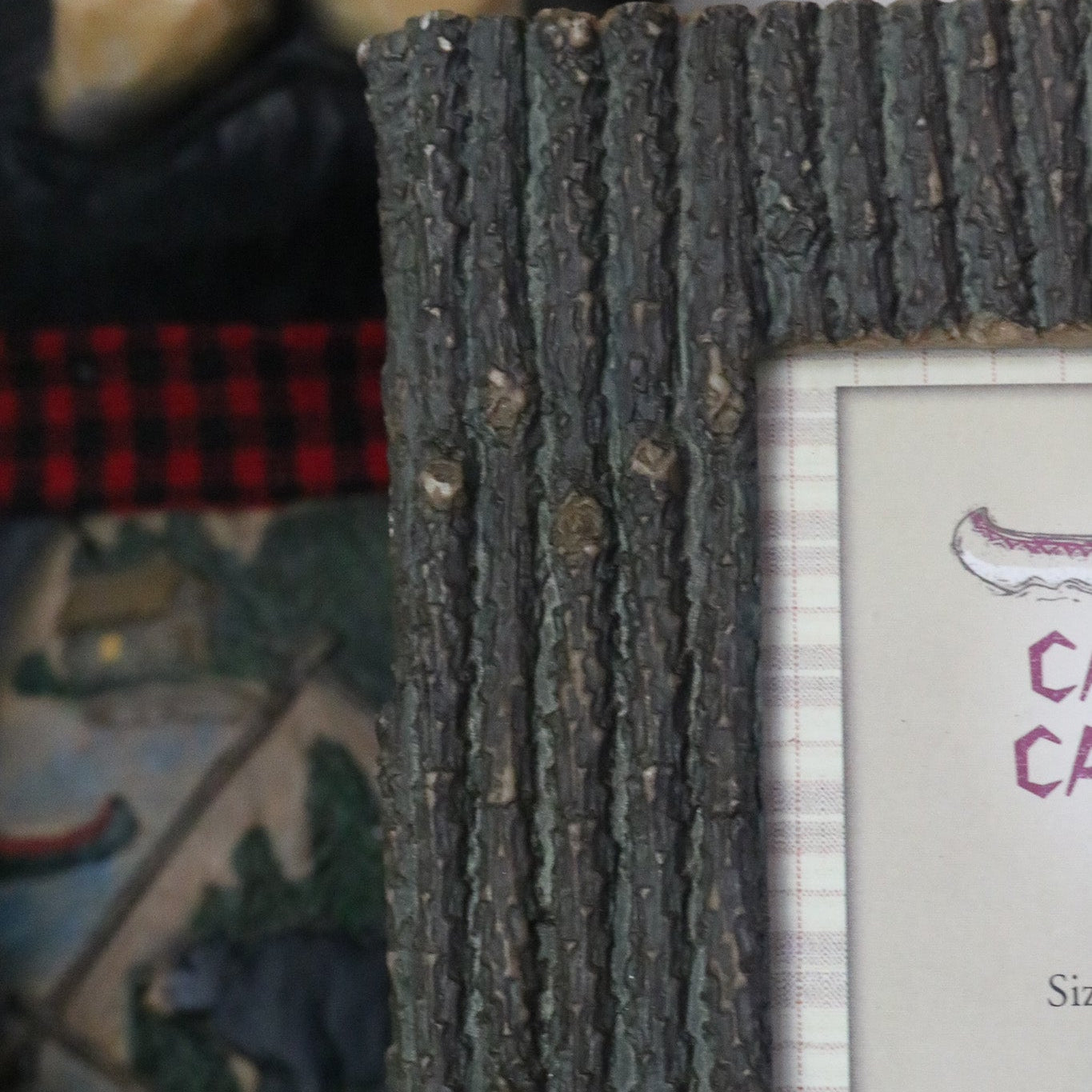 Camp Canoe Brand Resin Bear with Fish and Tree 3"x5" Picture Frame