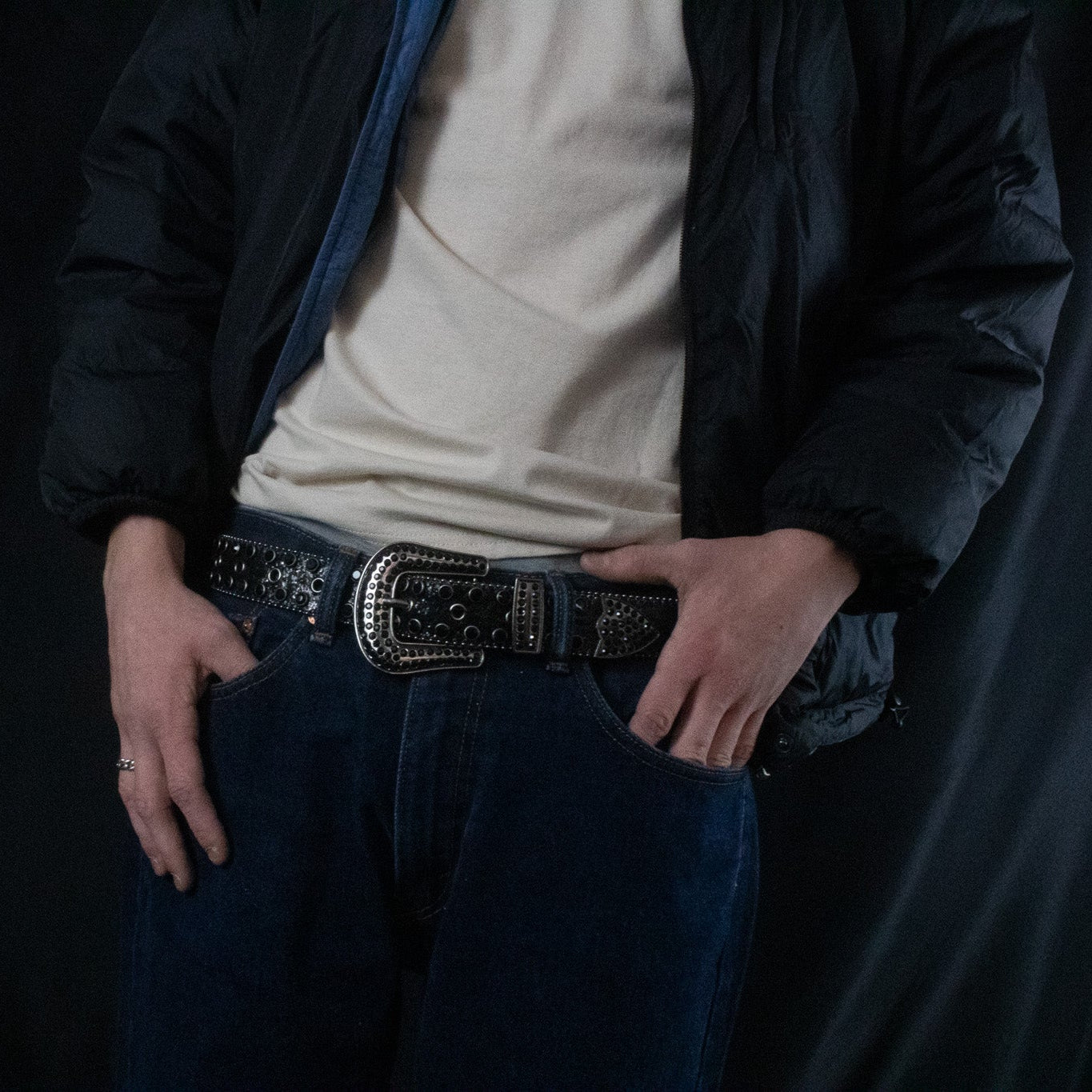 Sequence Black Rhinestone Belt