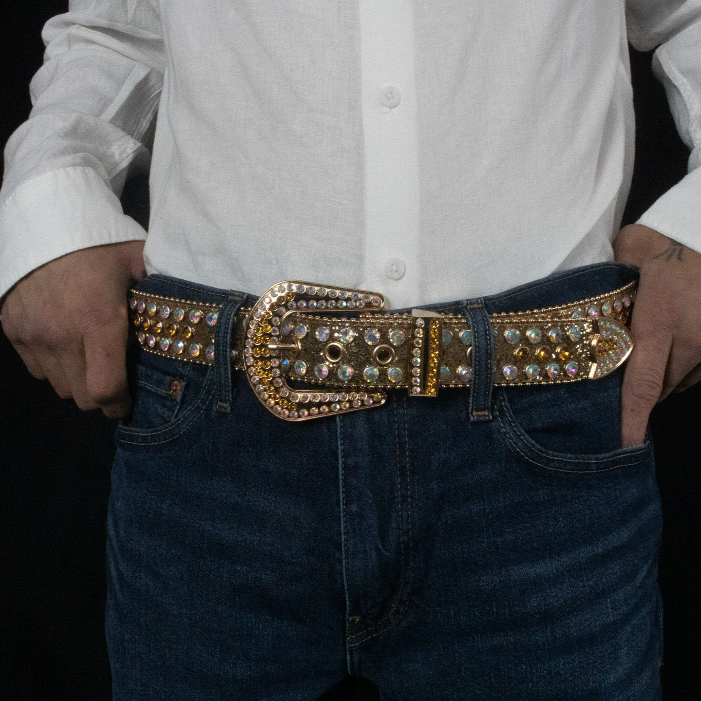 Golden Glitter Rhinestone Belt