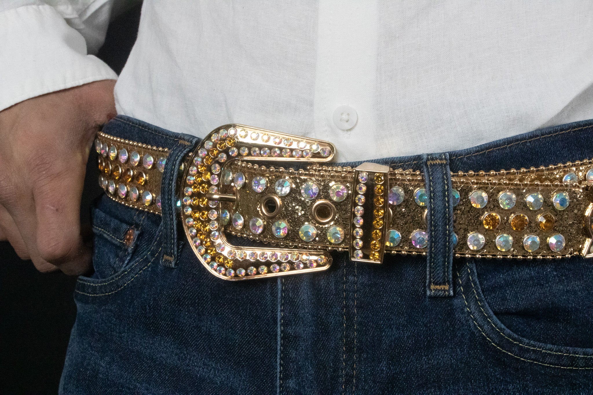 Golden Glitter Rhinestone Belt