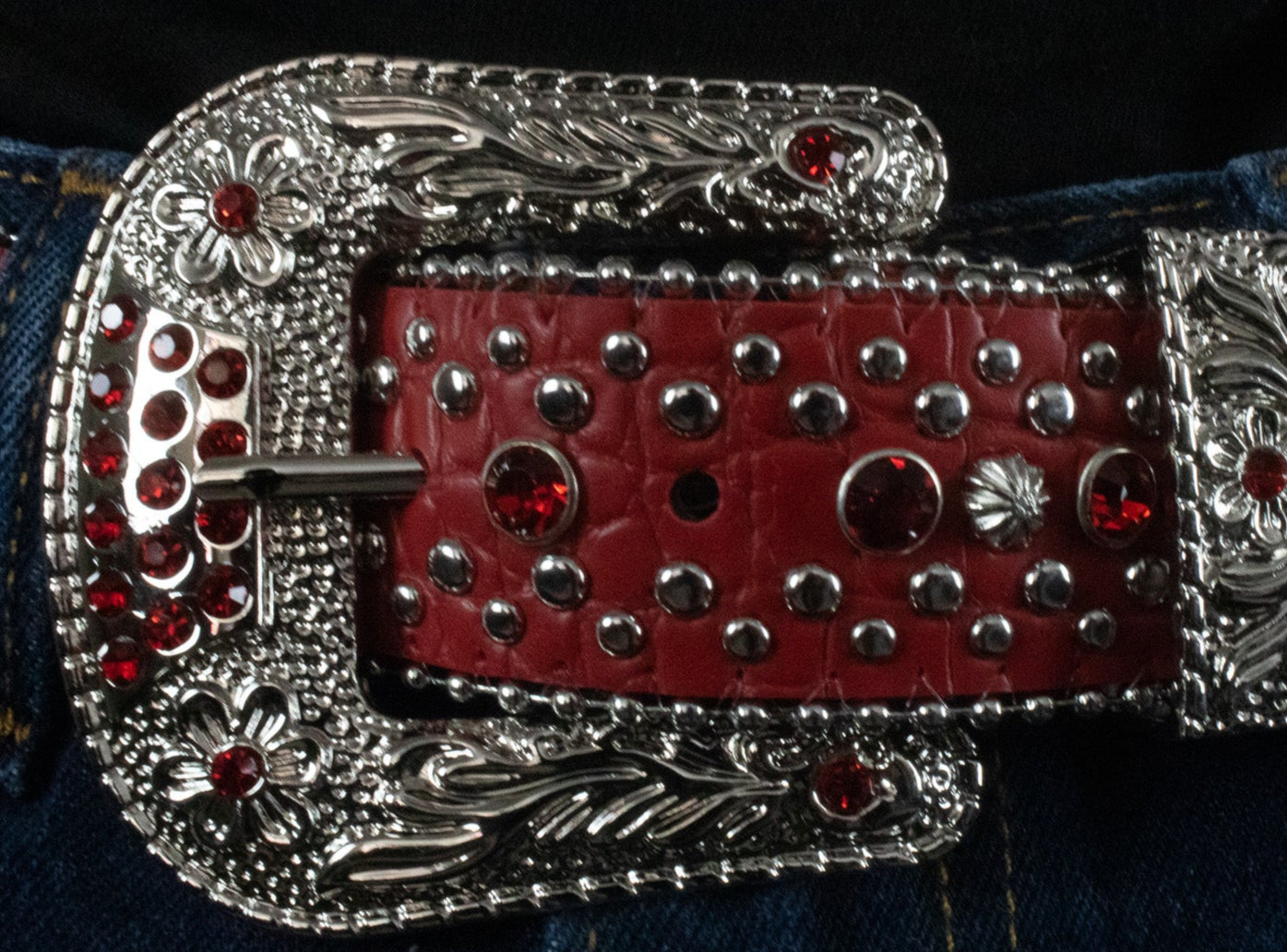 Red Western Rhinestone Belt