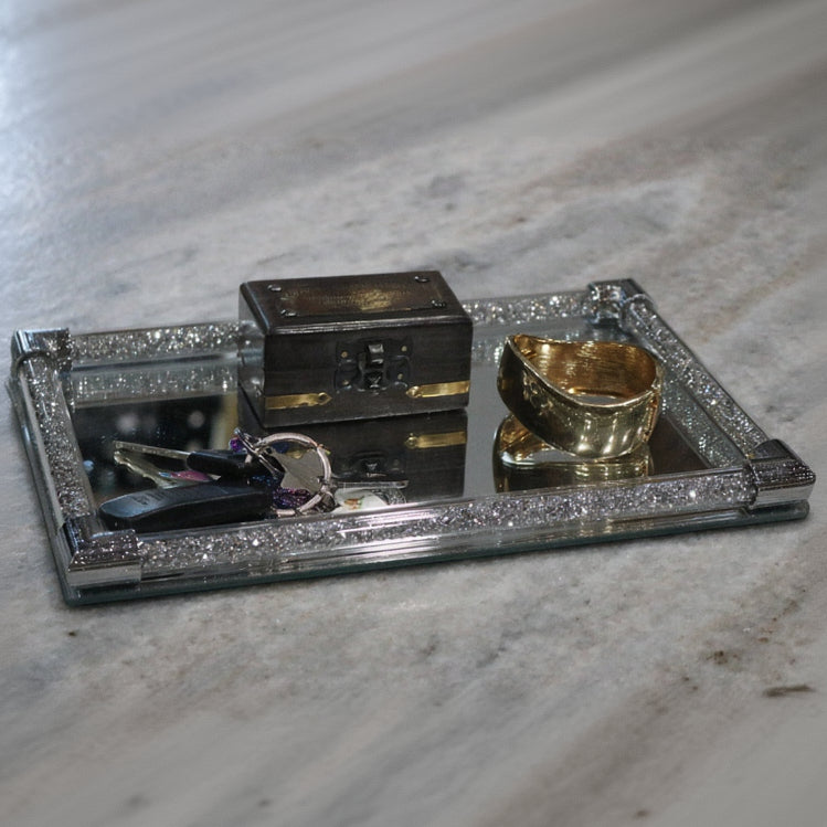 Crystal & Mirror Jewelry Tray 8"x12"