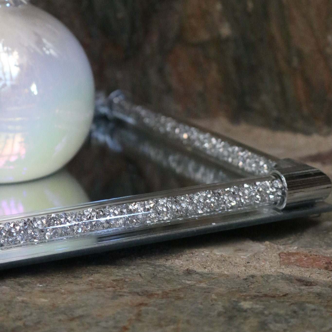Elegant 10x14 Crystal Mirror Jewelry Tray
