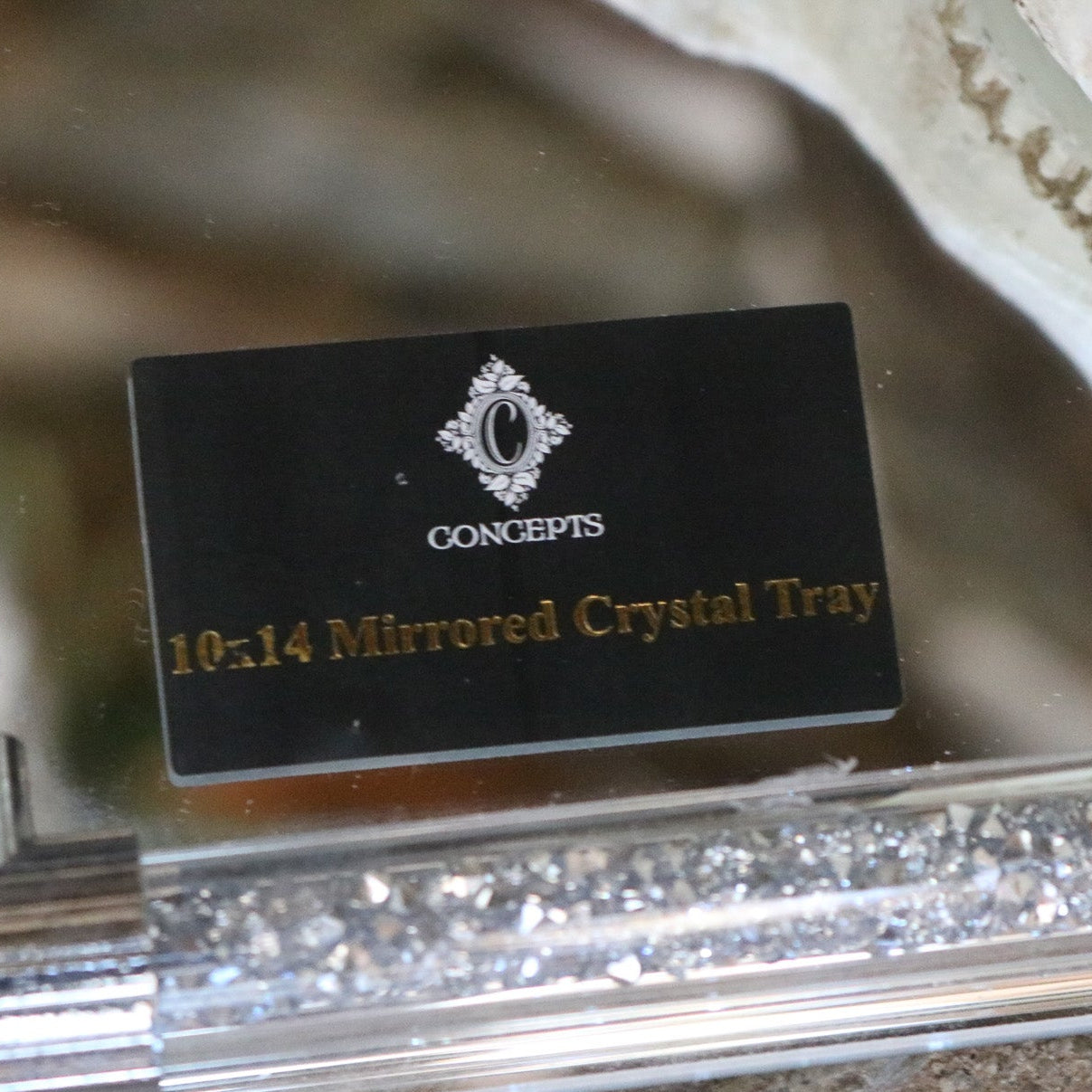 Elegant 10x14 Crystal Mirror Jewelry Tray
