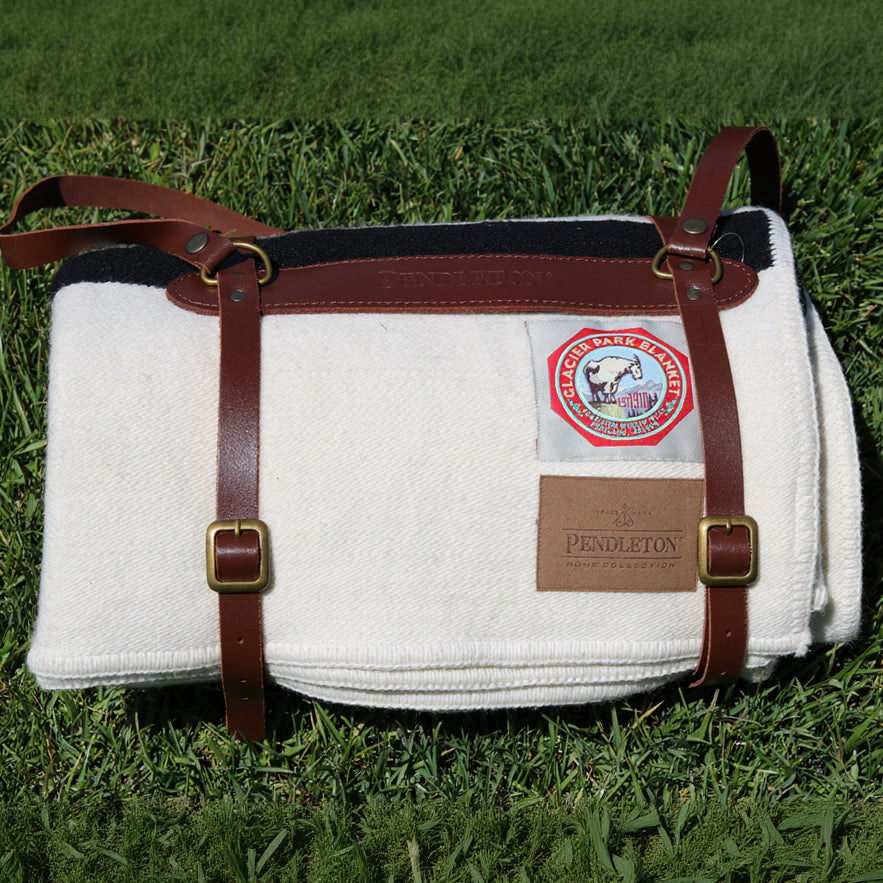 Pendleton National Park Throw Blanket with Leather Strap Acadia Classic Multi Color Stripes