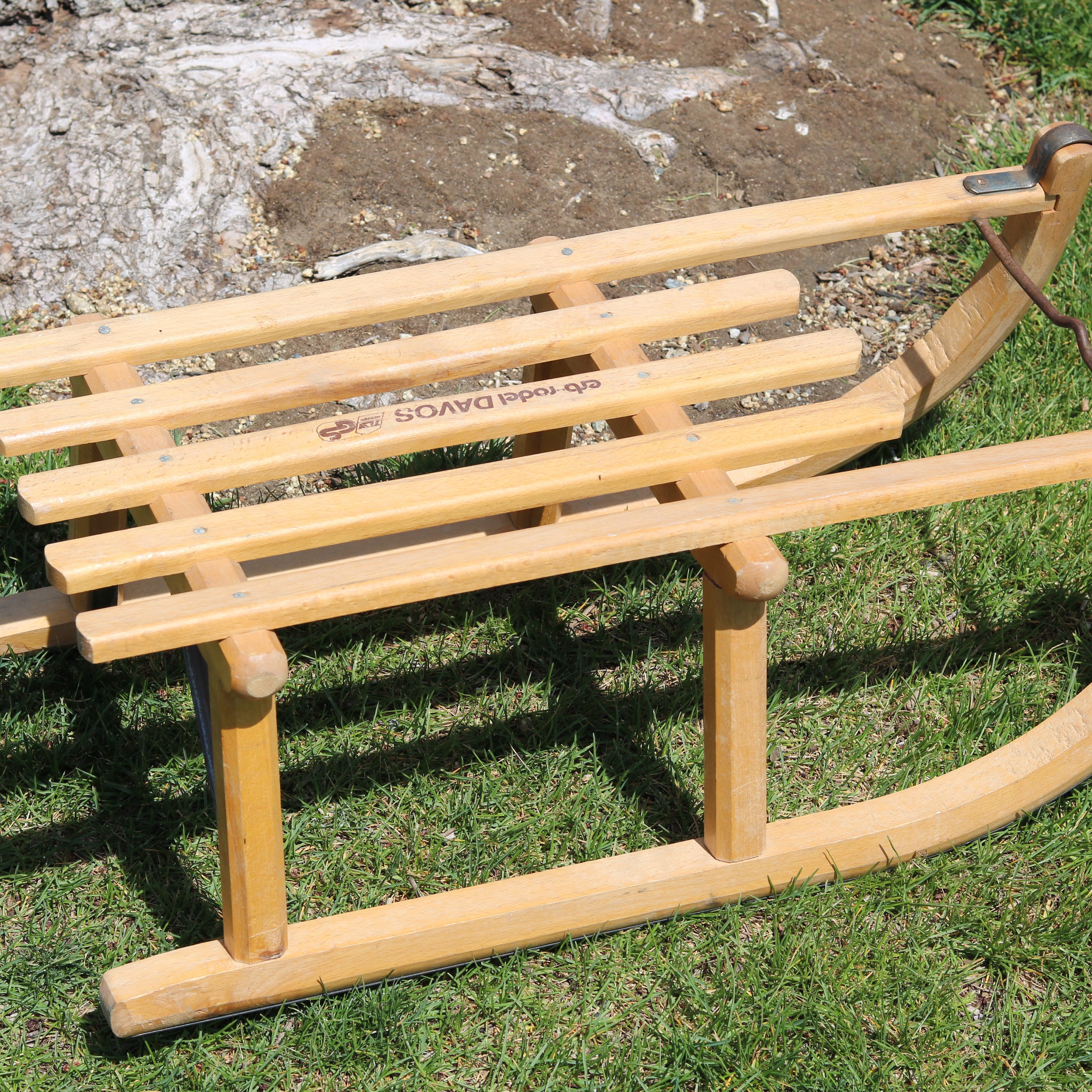 Vintage Erb Rodel Davos Wood Sled Iron Runners